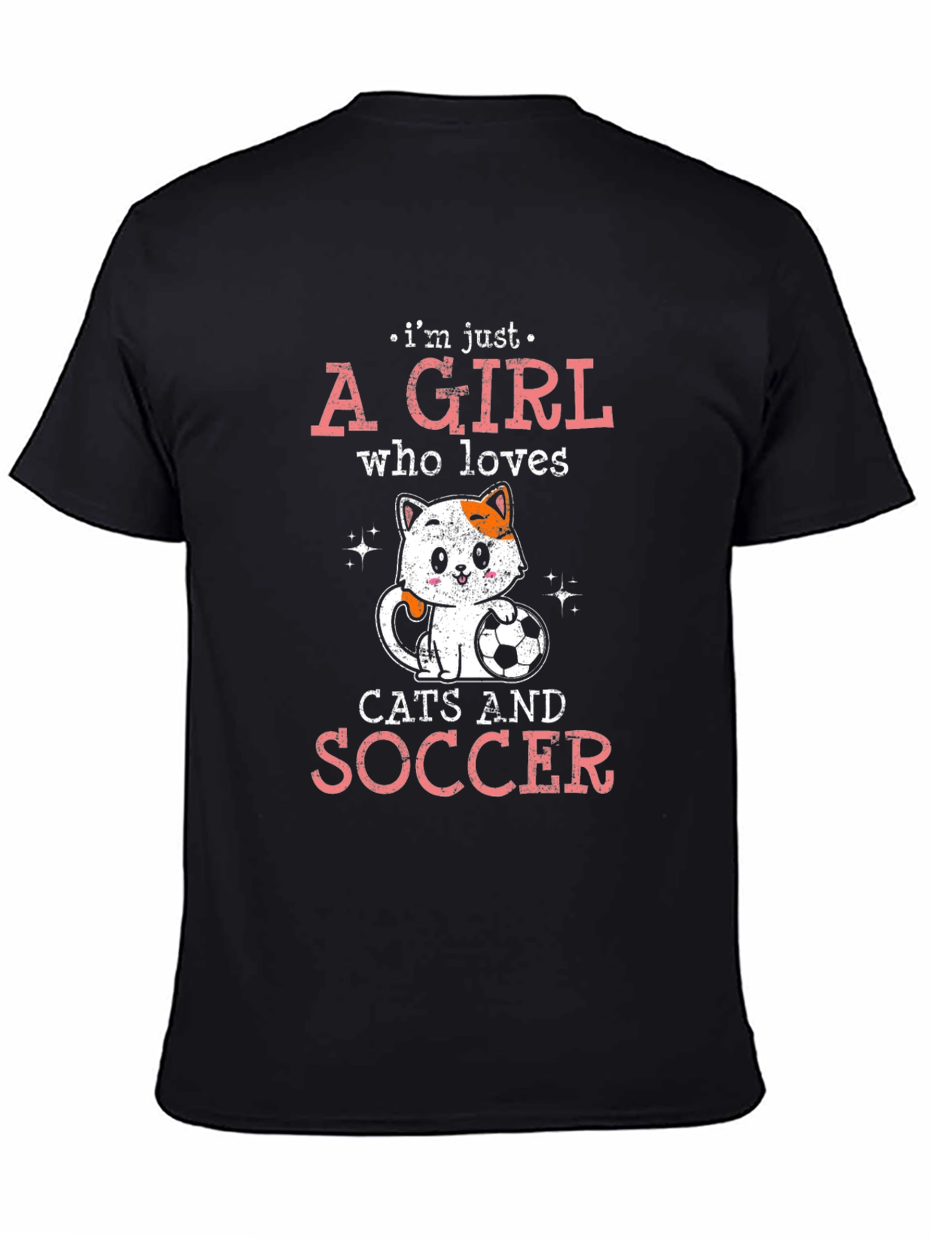 Cat and Soccer Lover T-Shirt - Girls Graphic Tee