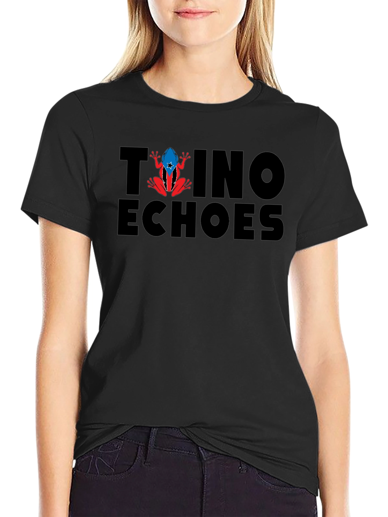 Taino Echoes Puerto Rico Frog Tee - Black