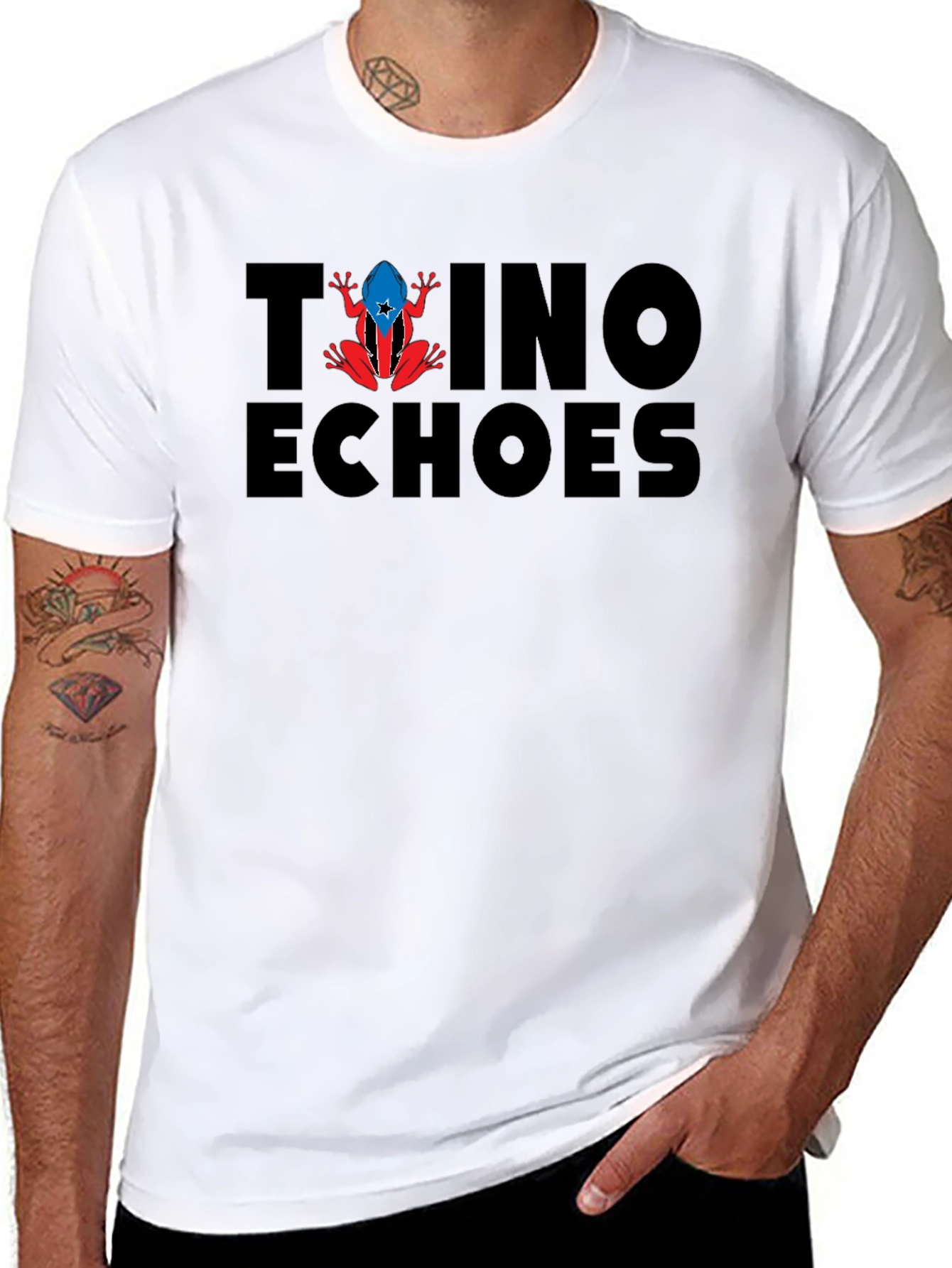 Taino Echoes Puerto Rico Frog Tee - Black