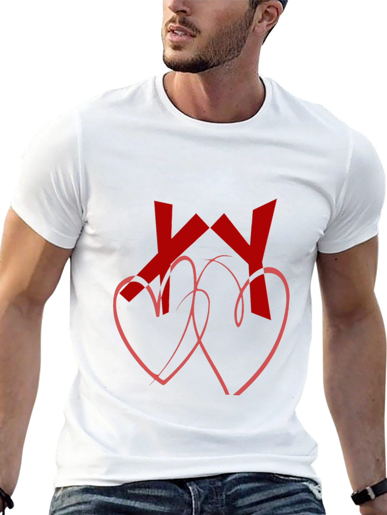 Heart & Initial Graphic Tee - Black