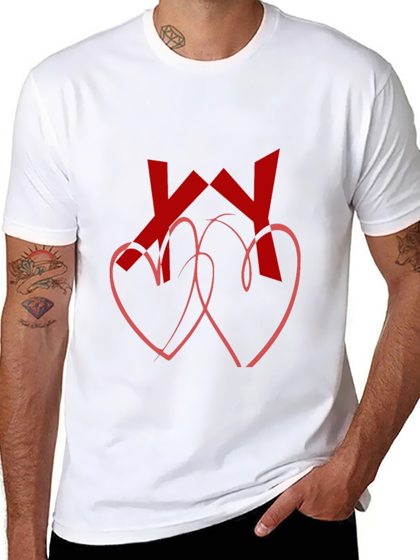 Heart & Initial Graphic Tee - Black