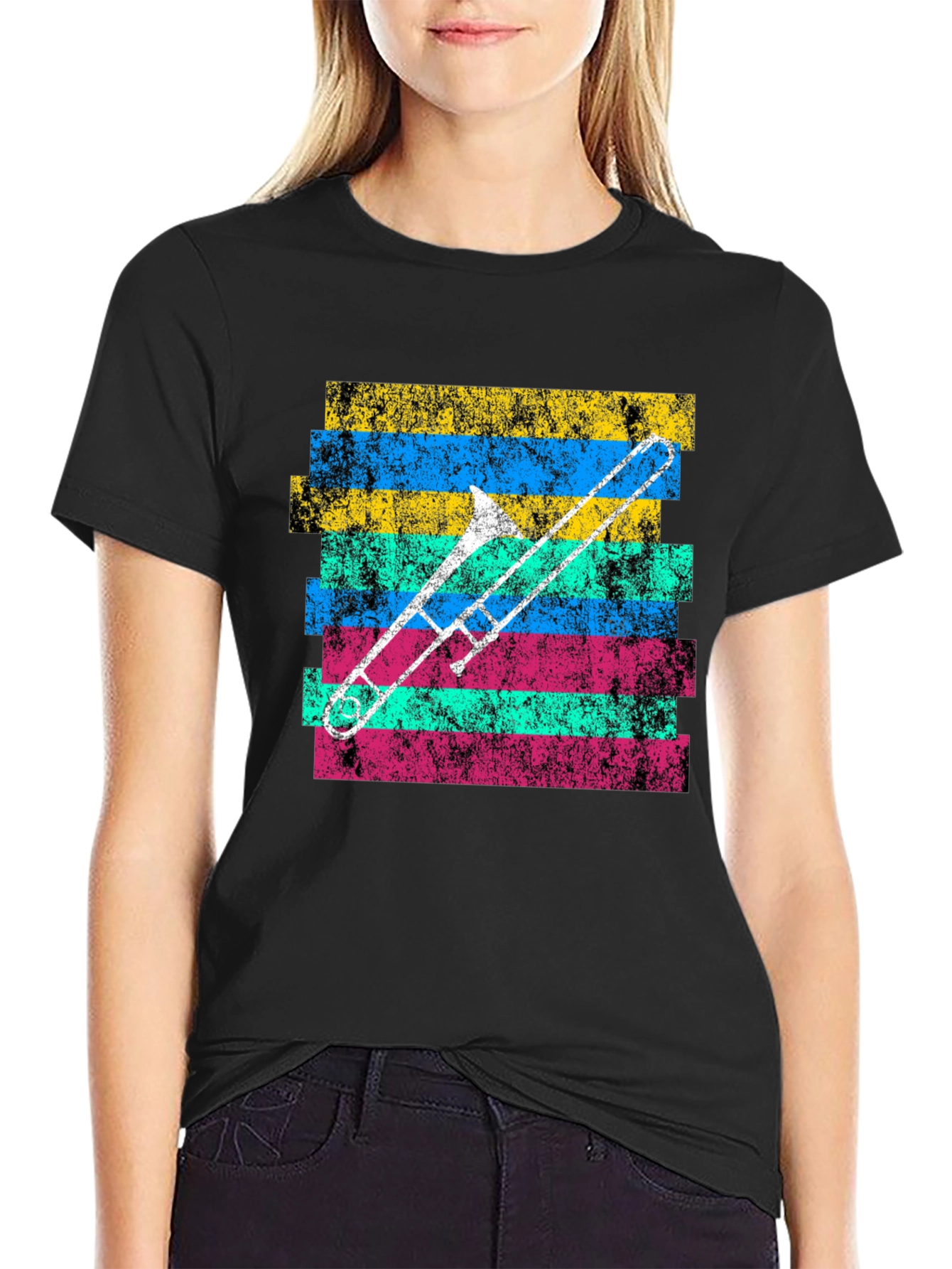 Retro Trombone Graphic Tee - Musicians Cool Shirt