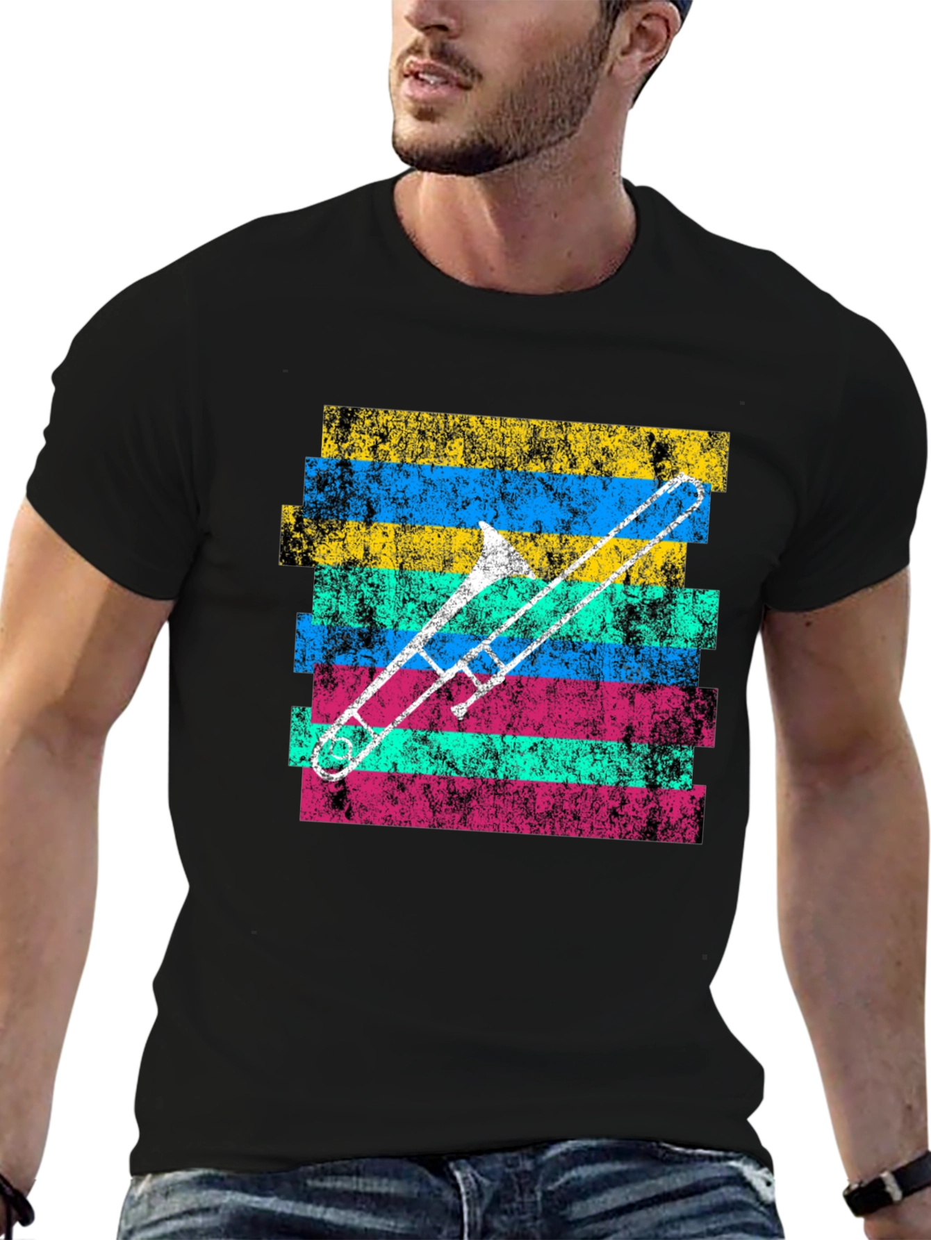 Retro Trombone Graphic Tee - Musicians Cool Shirt