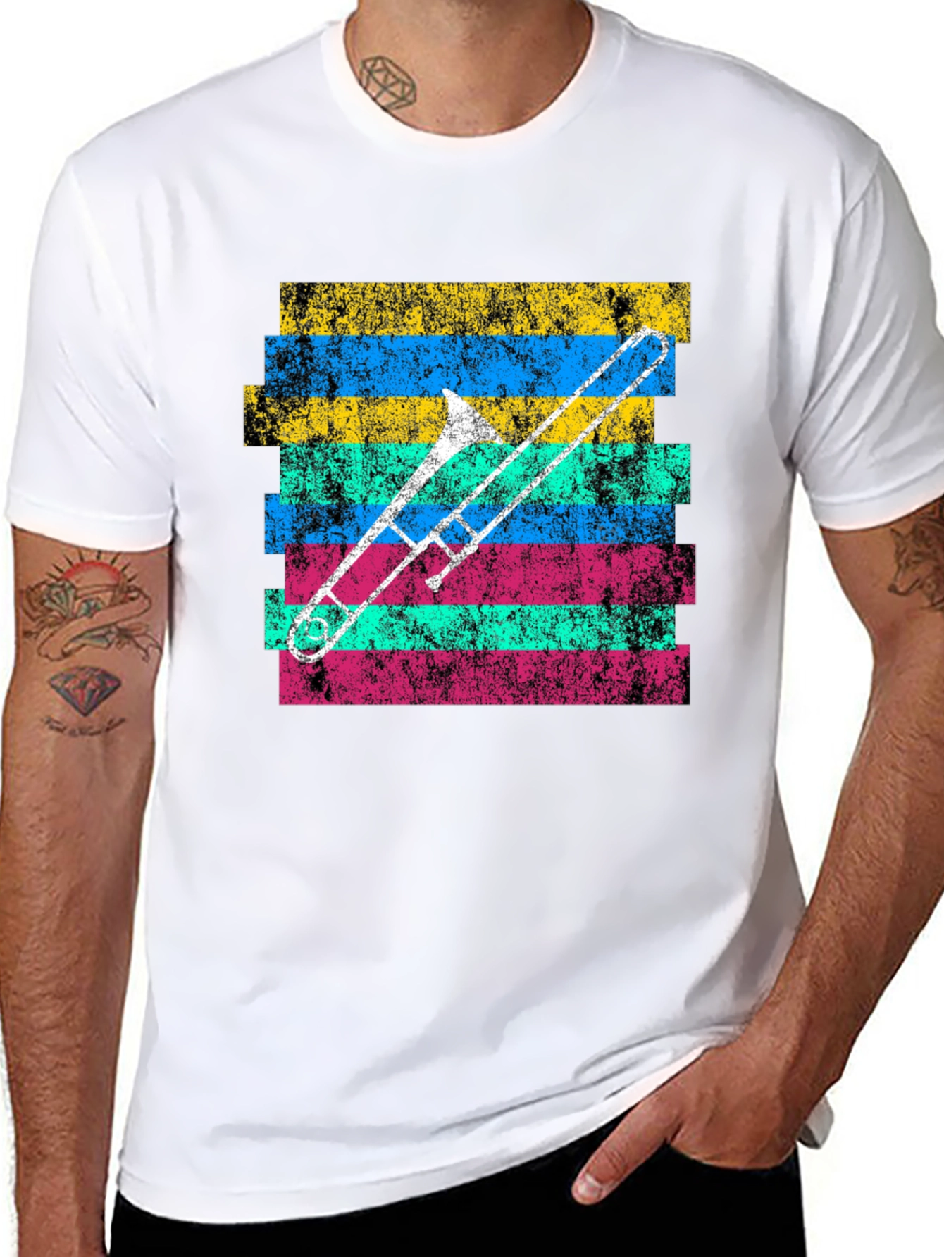 Retro Trombone Graphic Tee - Musicians Cool Shirt