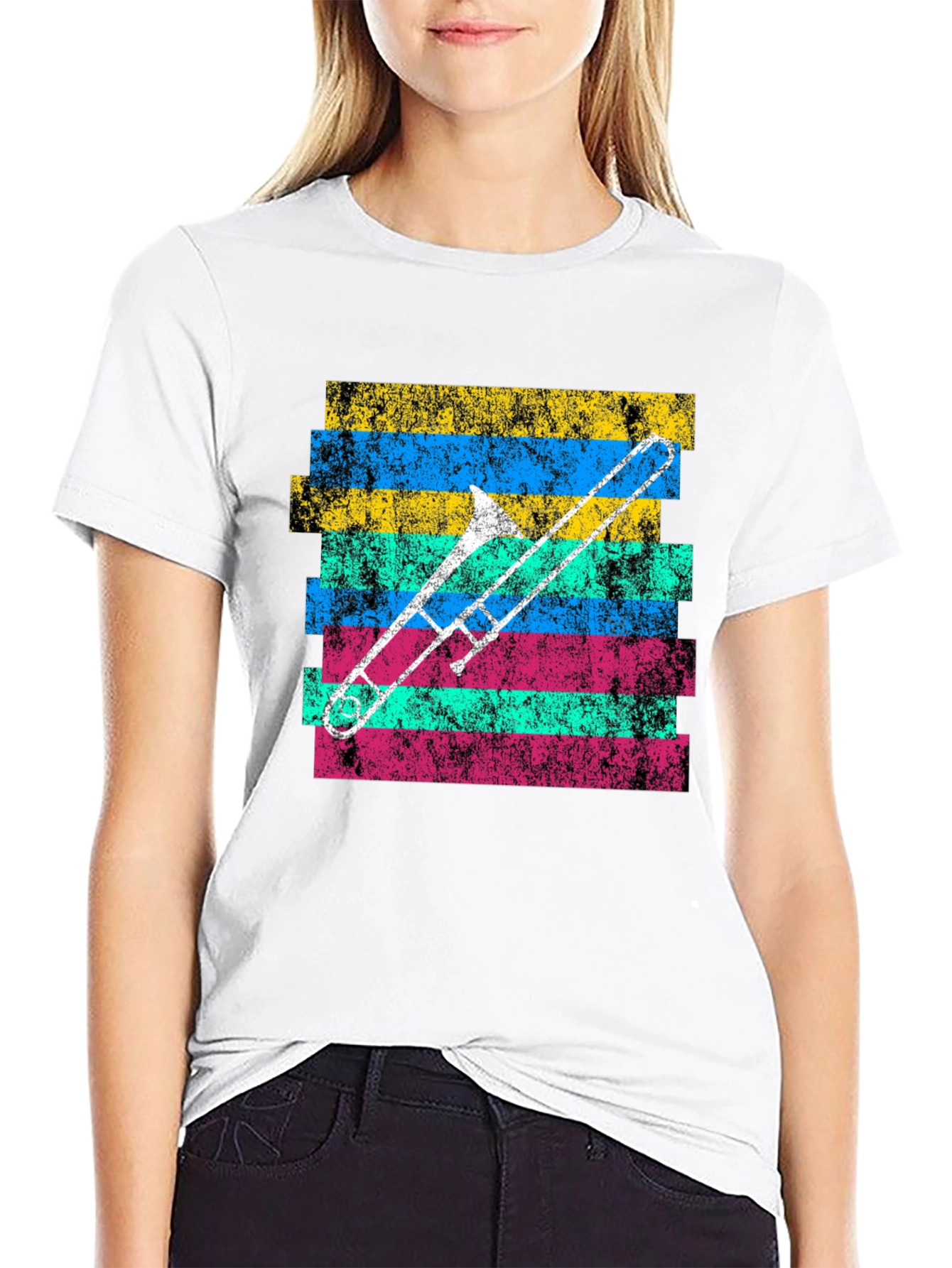 Retro Trombone Graphic Tee - Musicians Cool Shirt