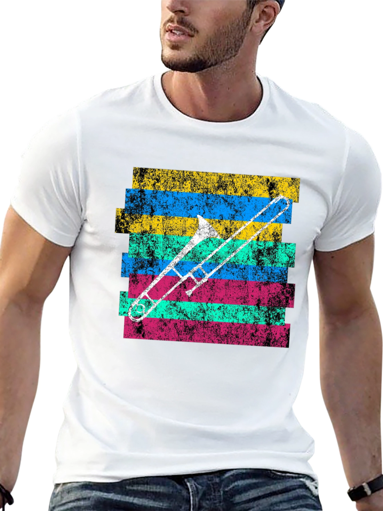 Retro Trombone Graphic Tee - Musicians Cool Shirt