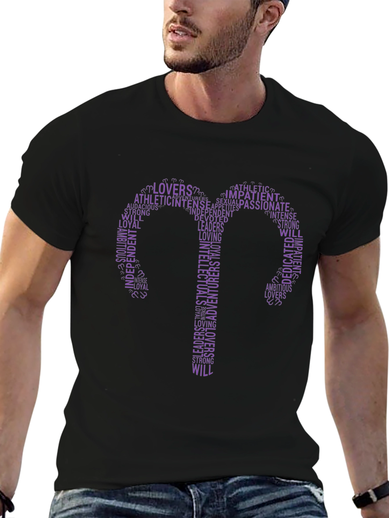 Purple Gemini Word Art Graphic T-Shirt