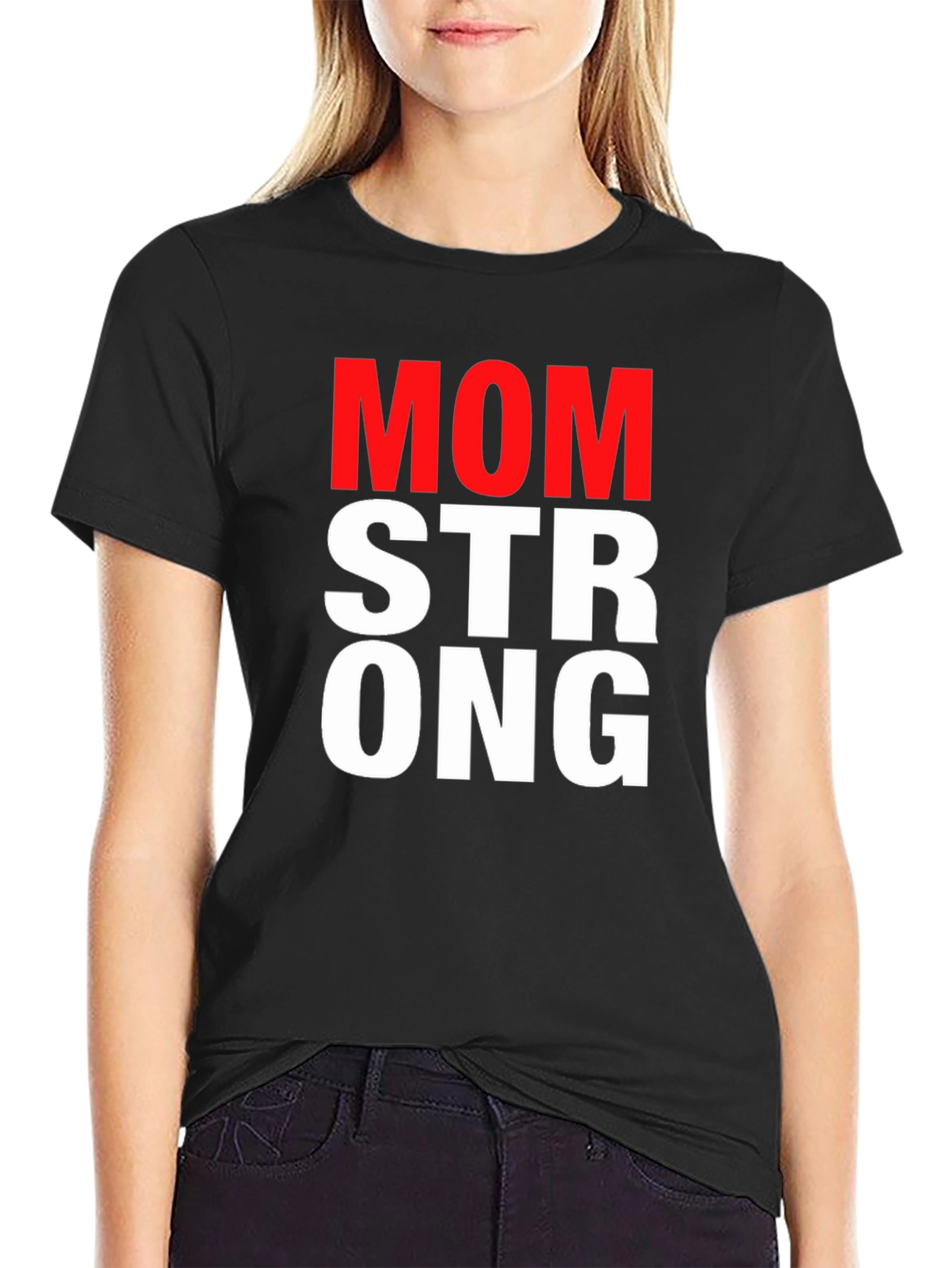 Mom Strong Graphic Tee - Black