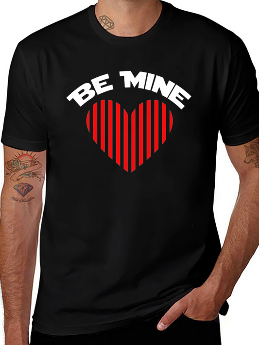 Be Mine Heart Striped Graphic Tee - Black