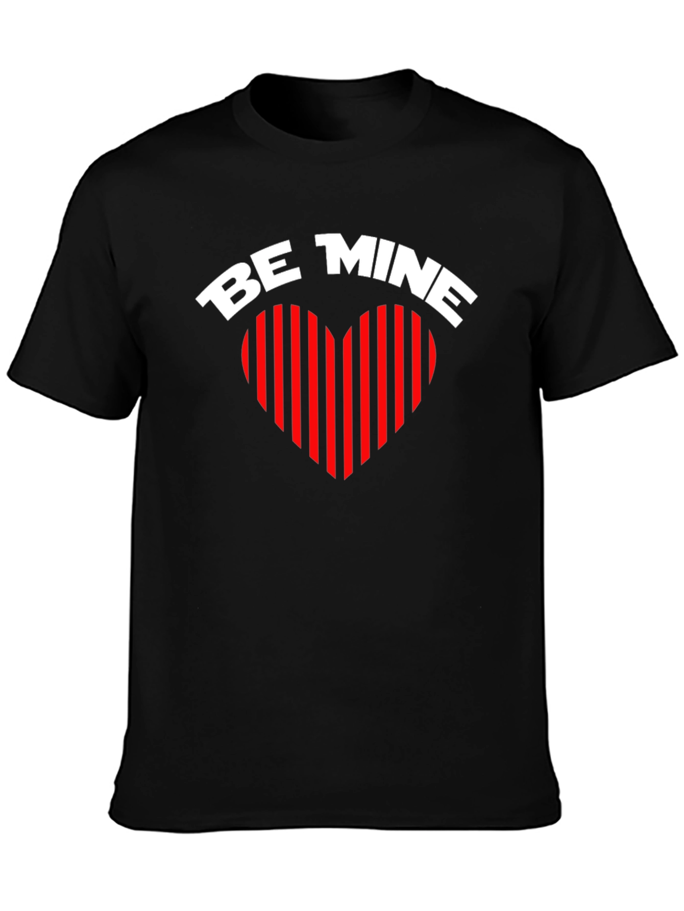 Be Mine Heart Striped Graphic Tee - Black