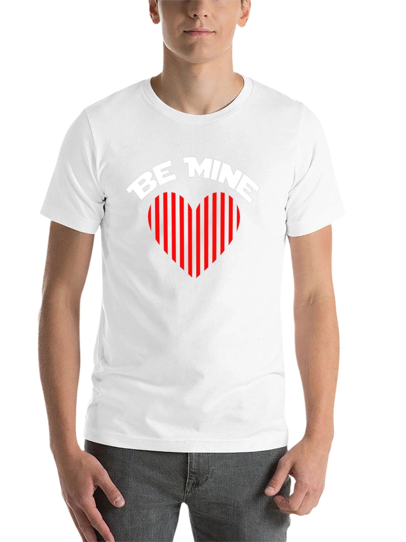 Be Mine Heart Striped Graphic Tee - Black