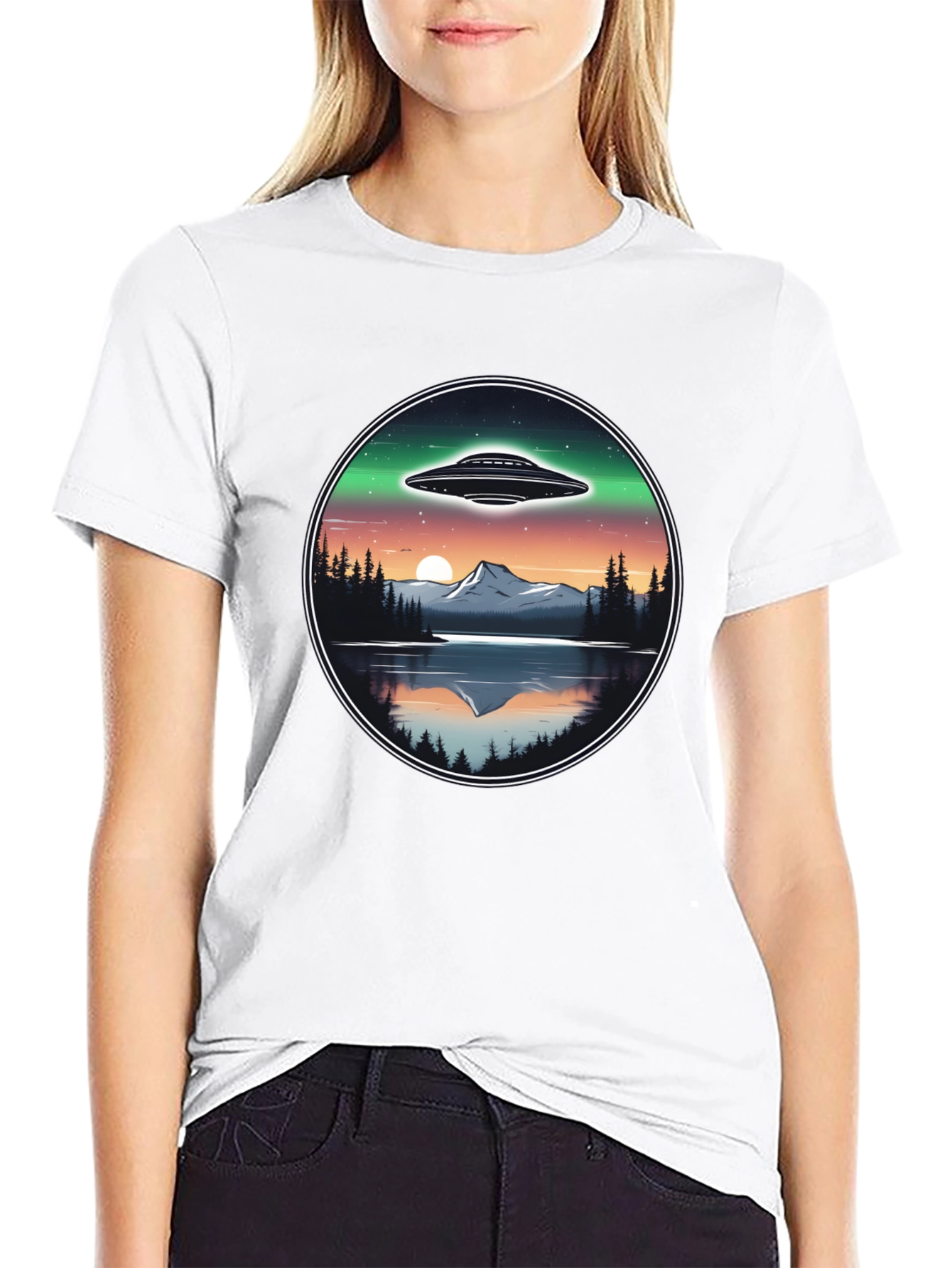 UFO Landscape Graphic Tee - Black Cotton