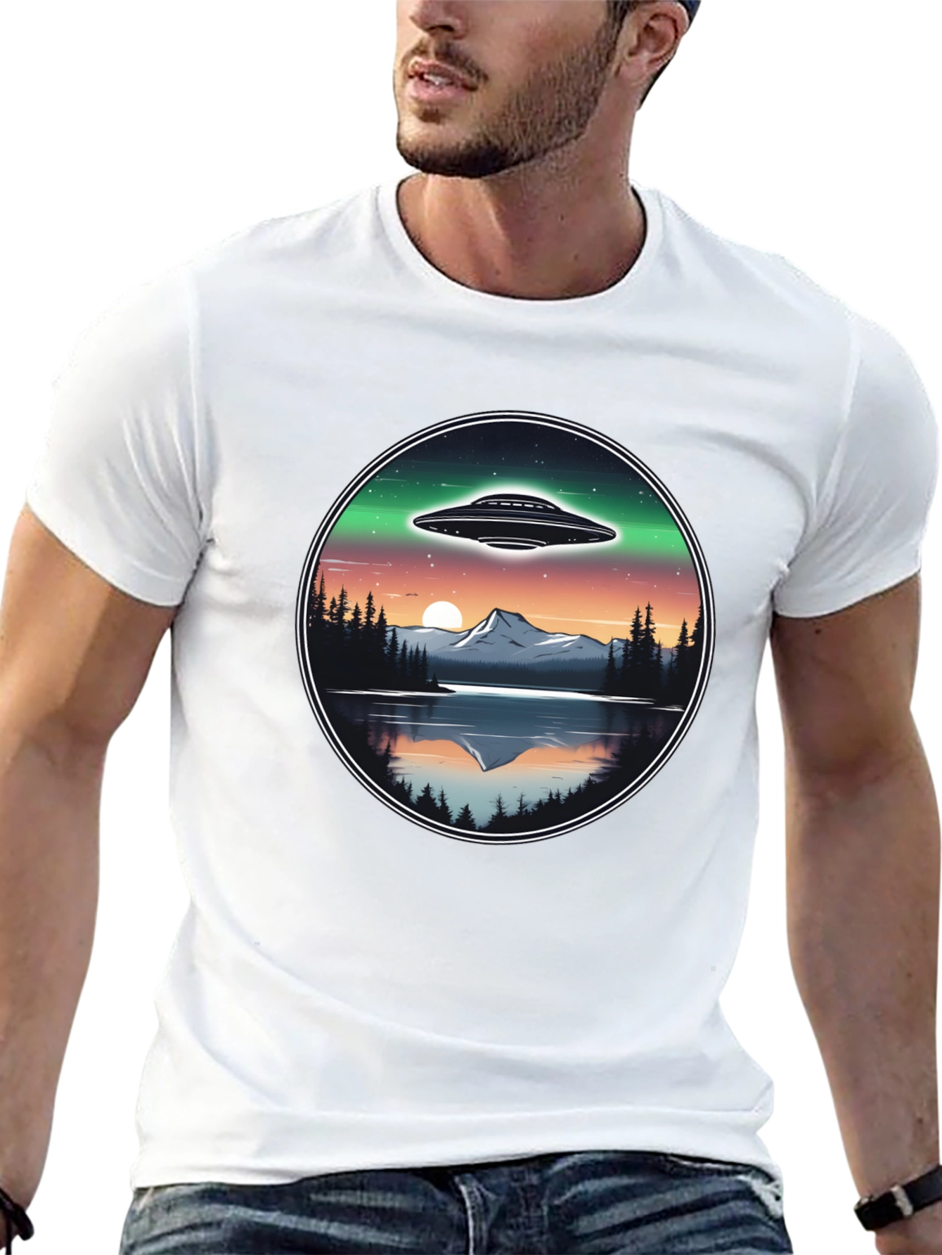 UFO Landscape Graphic Tee - Black Cotton