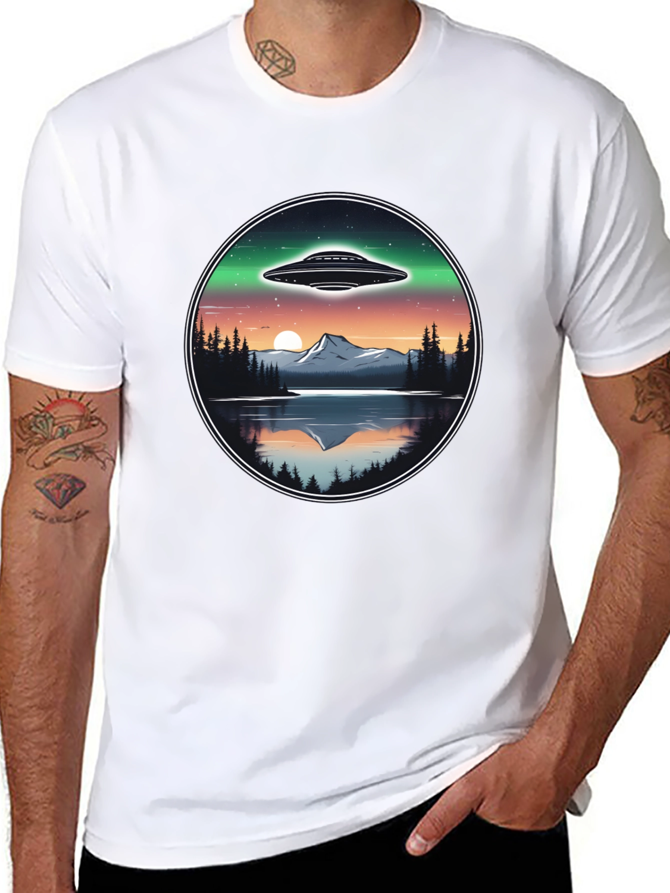 UFO Landscape Graphic Tee - Black Cotton