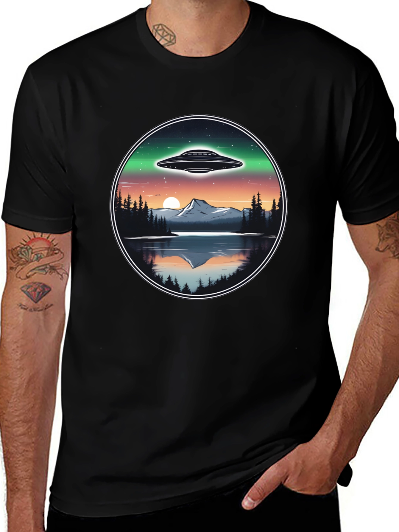UFO Landscape Graphic Tee - Black Cotton