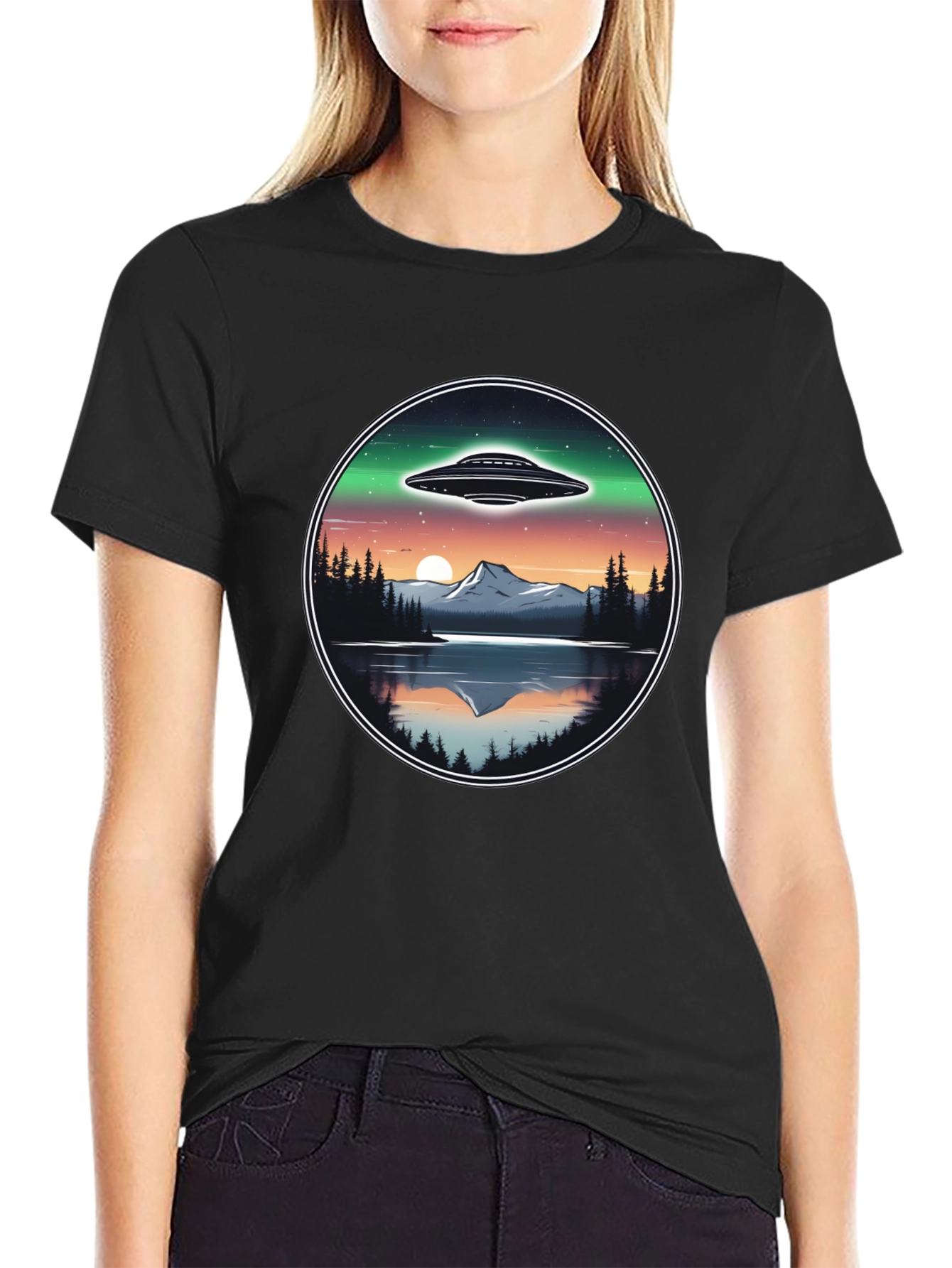 UFO Landscape Graphic Tee - Black Cotton