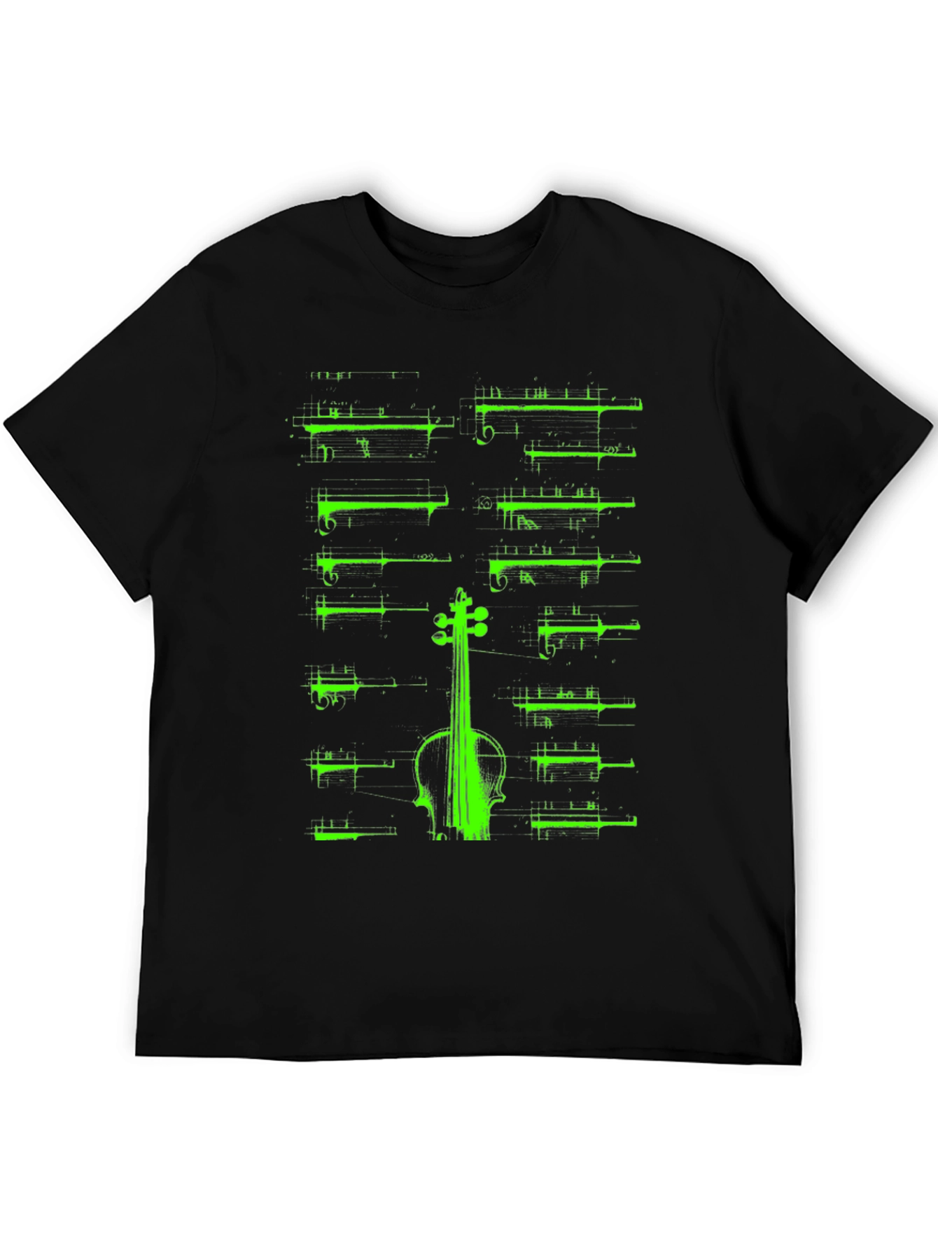 Violin Music Sheet Graphic T-Shirt - Black