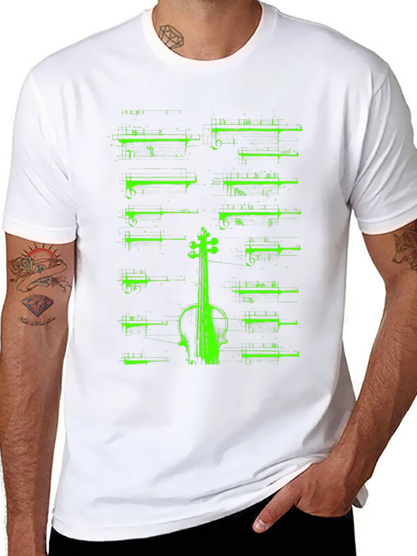Violin Music Sheet Graphic T-Shirt - Black