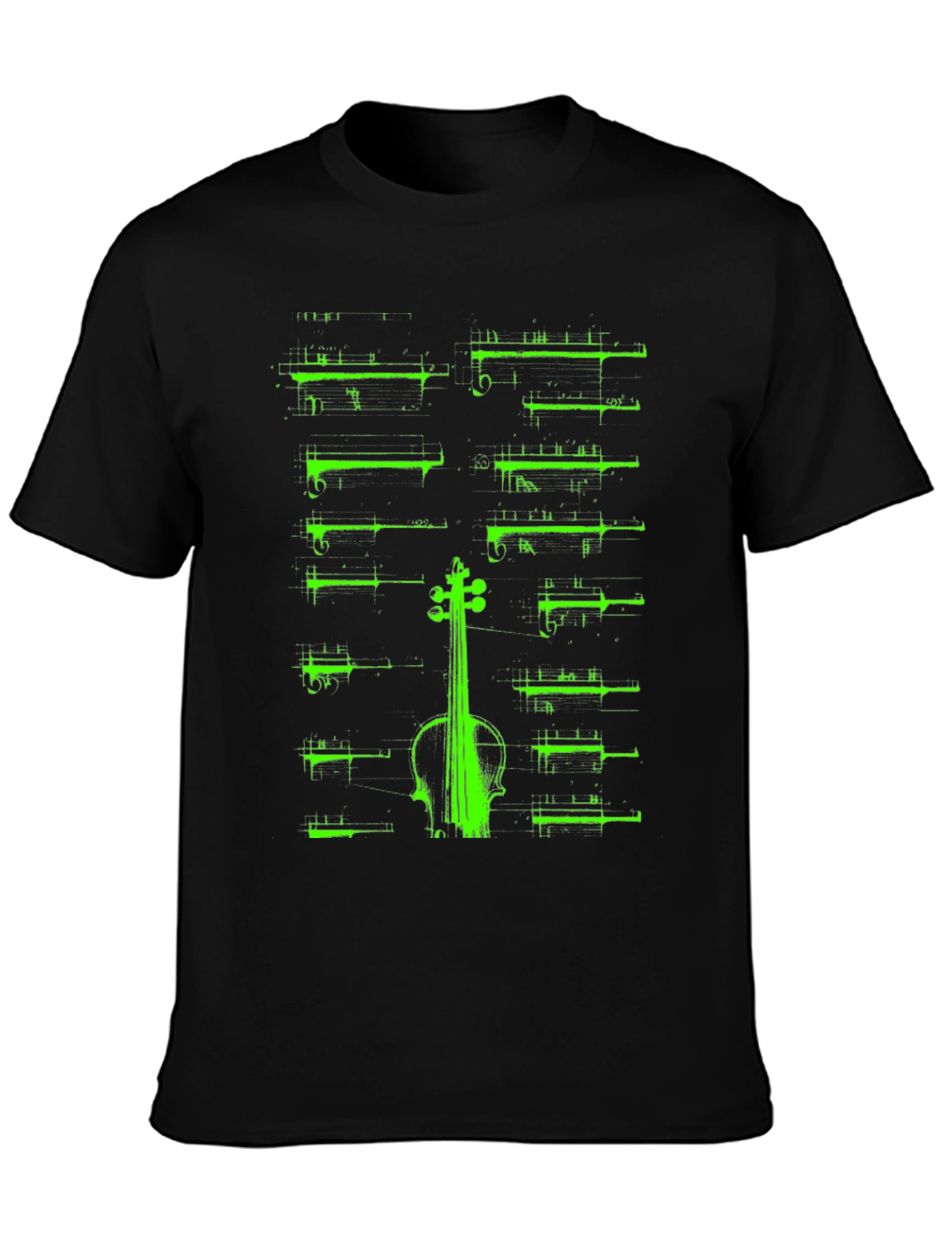 Violin Music Sheet Graphic T-Shirt - Black