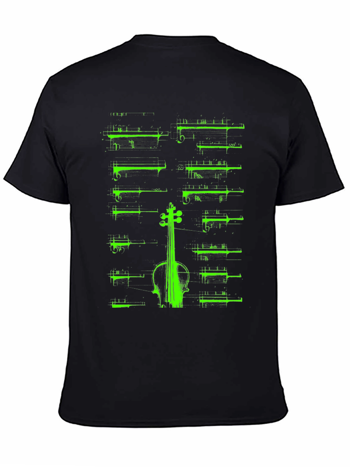 Violin Music Sheet Graphic T-Shirt - Black