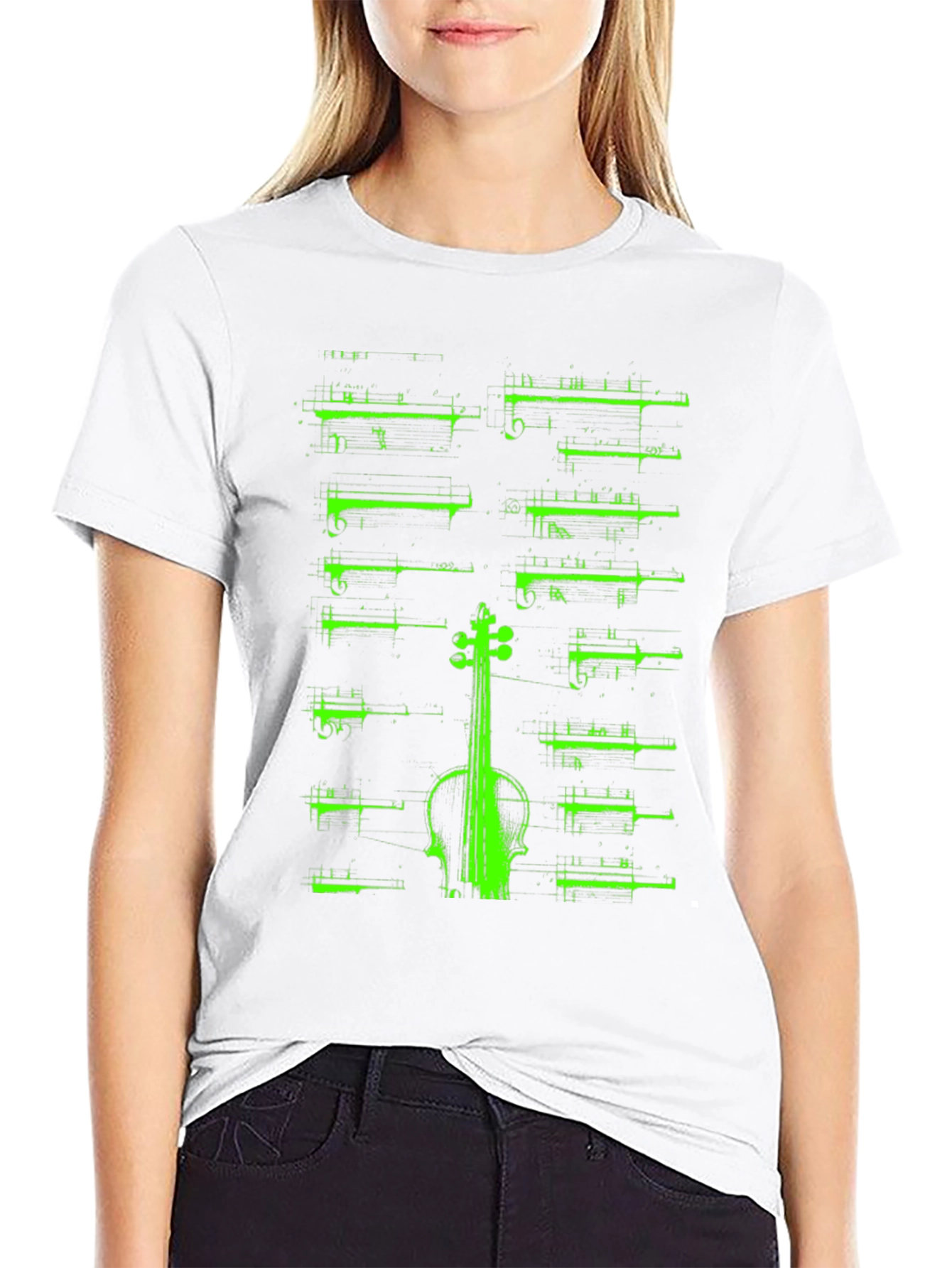 Violin Music Sheet Graphic T-Shirt - Black
