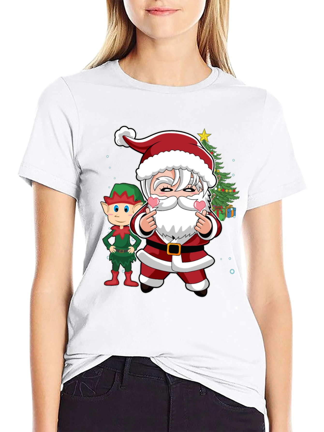 Festive Santa & Elf Graphic Tee