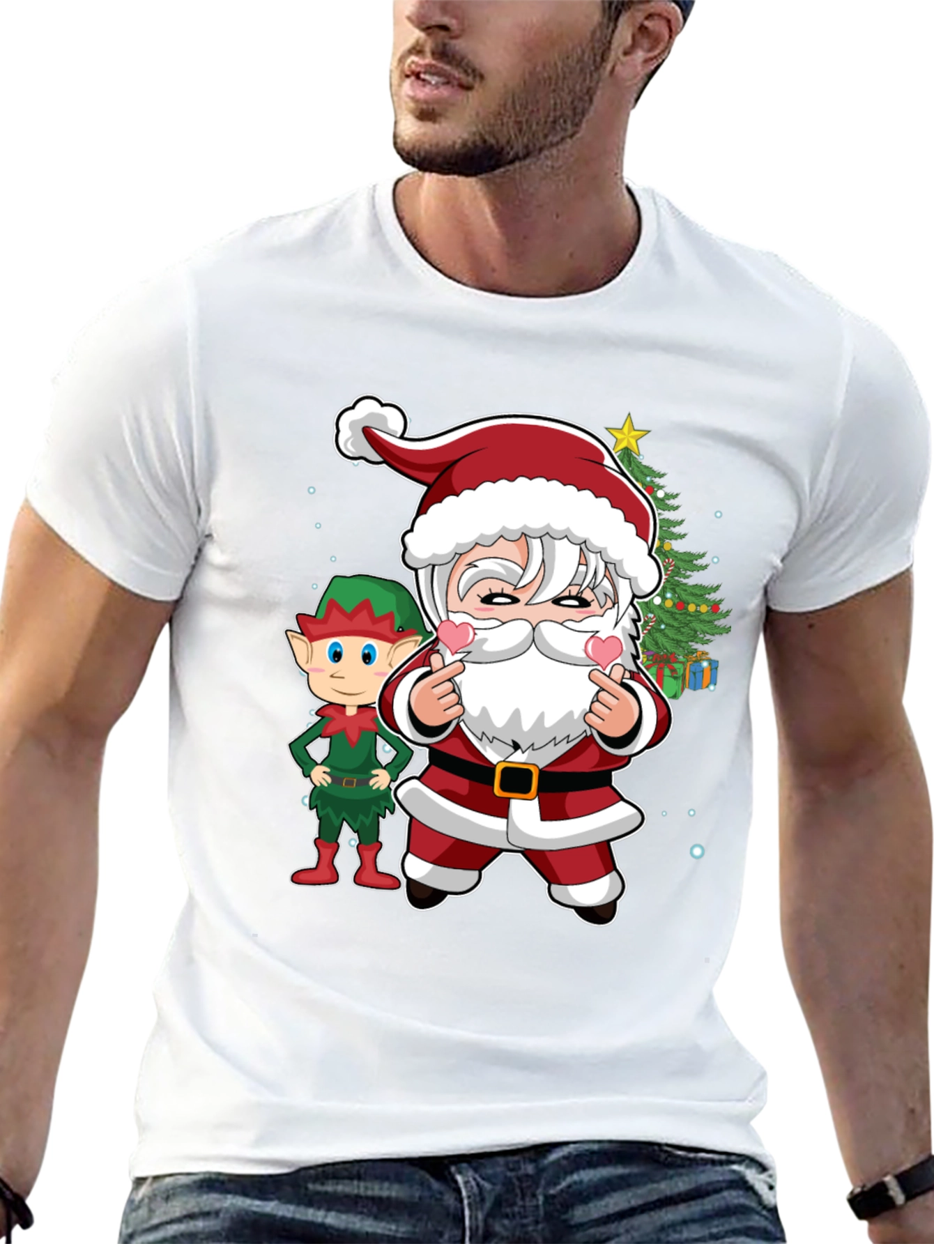 Festive Santa & Elf Graphic Tee