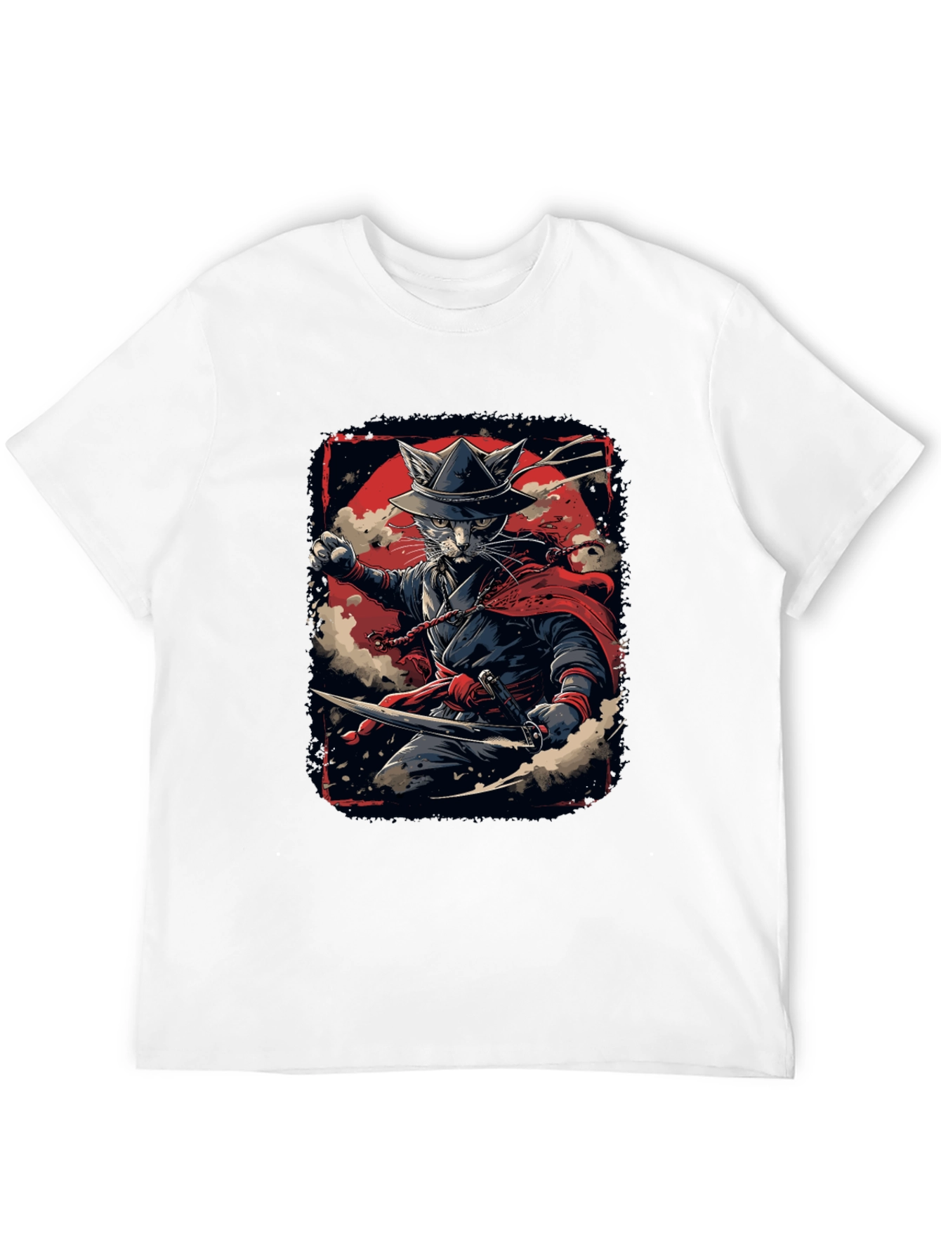 Samurai Cat T-Shirt - Ninja Feline Warrior
