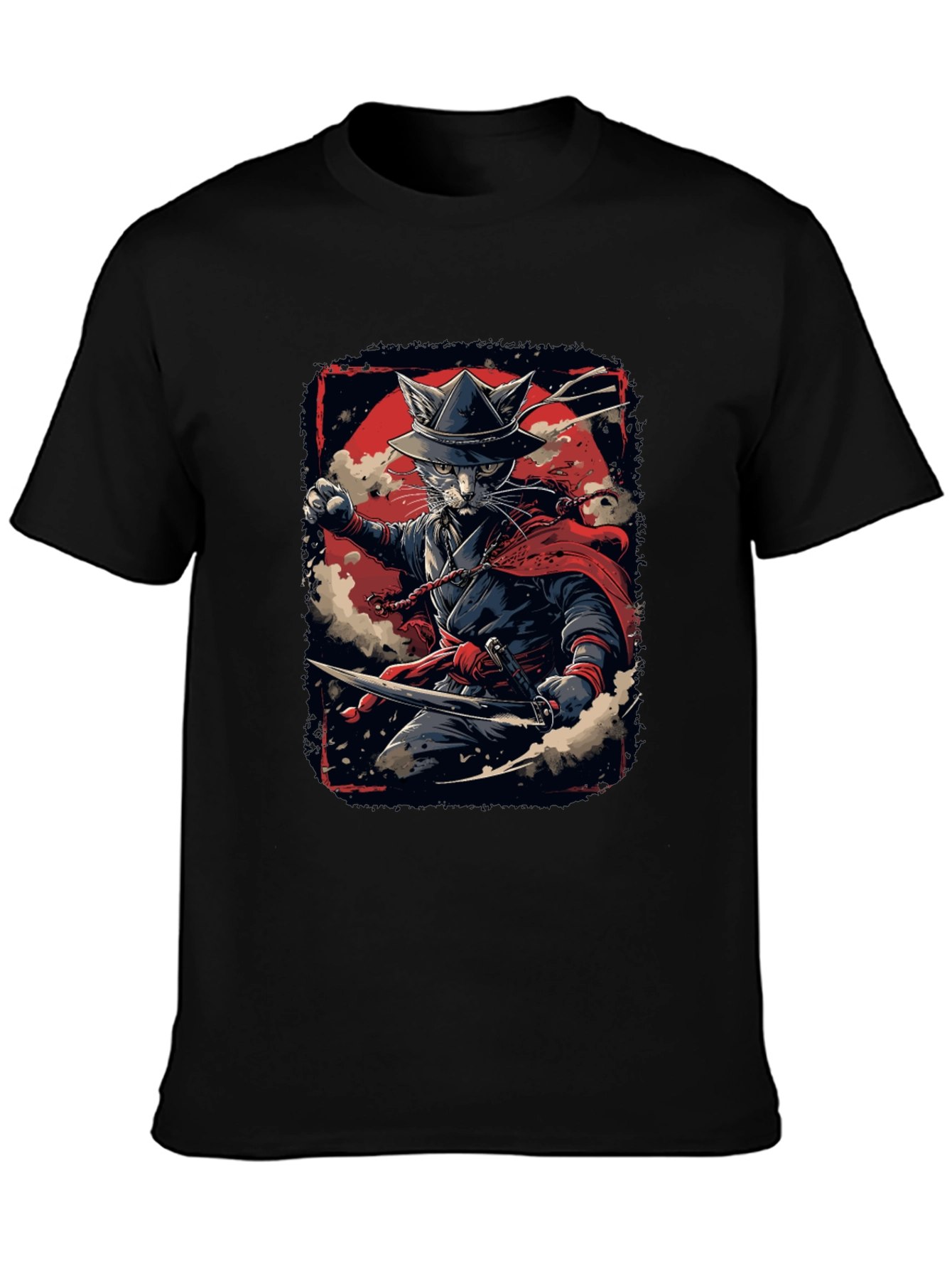 Samurai Cat T-Shirt - Ninja Feline Warrior