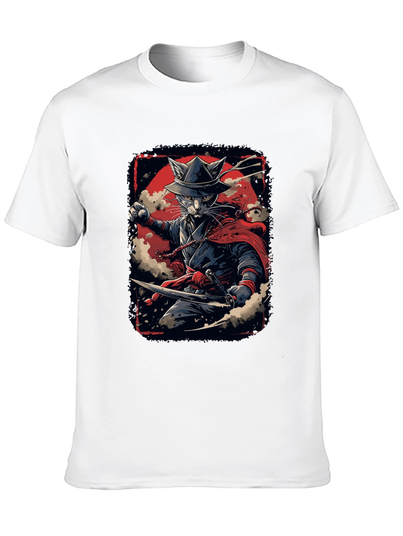 Samurai Cat T-Shirt - Ninja Feline Warrior