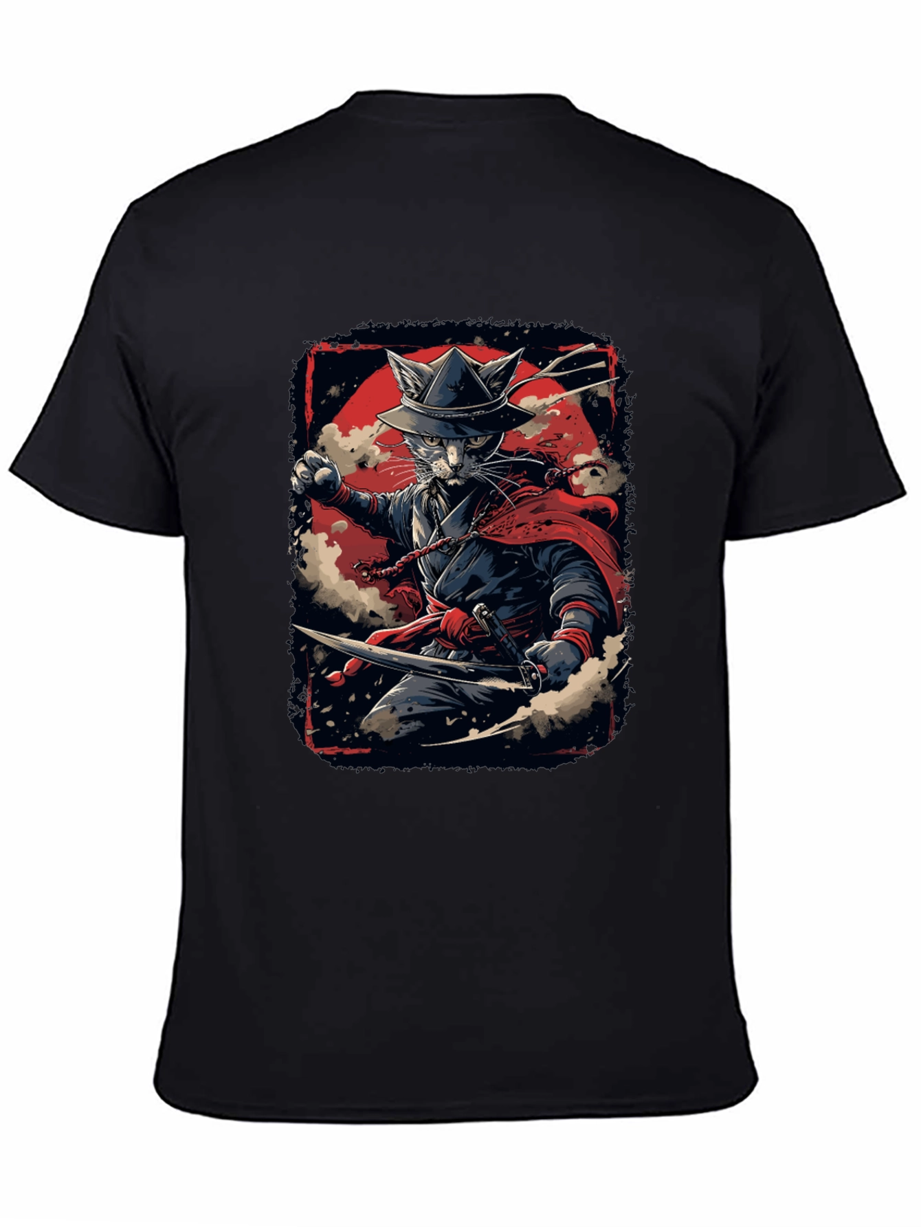 Samurai Cat T-Shirt - Ninja Feline Warrior