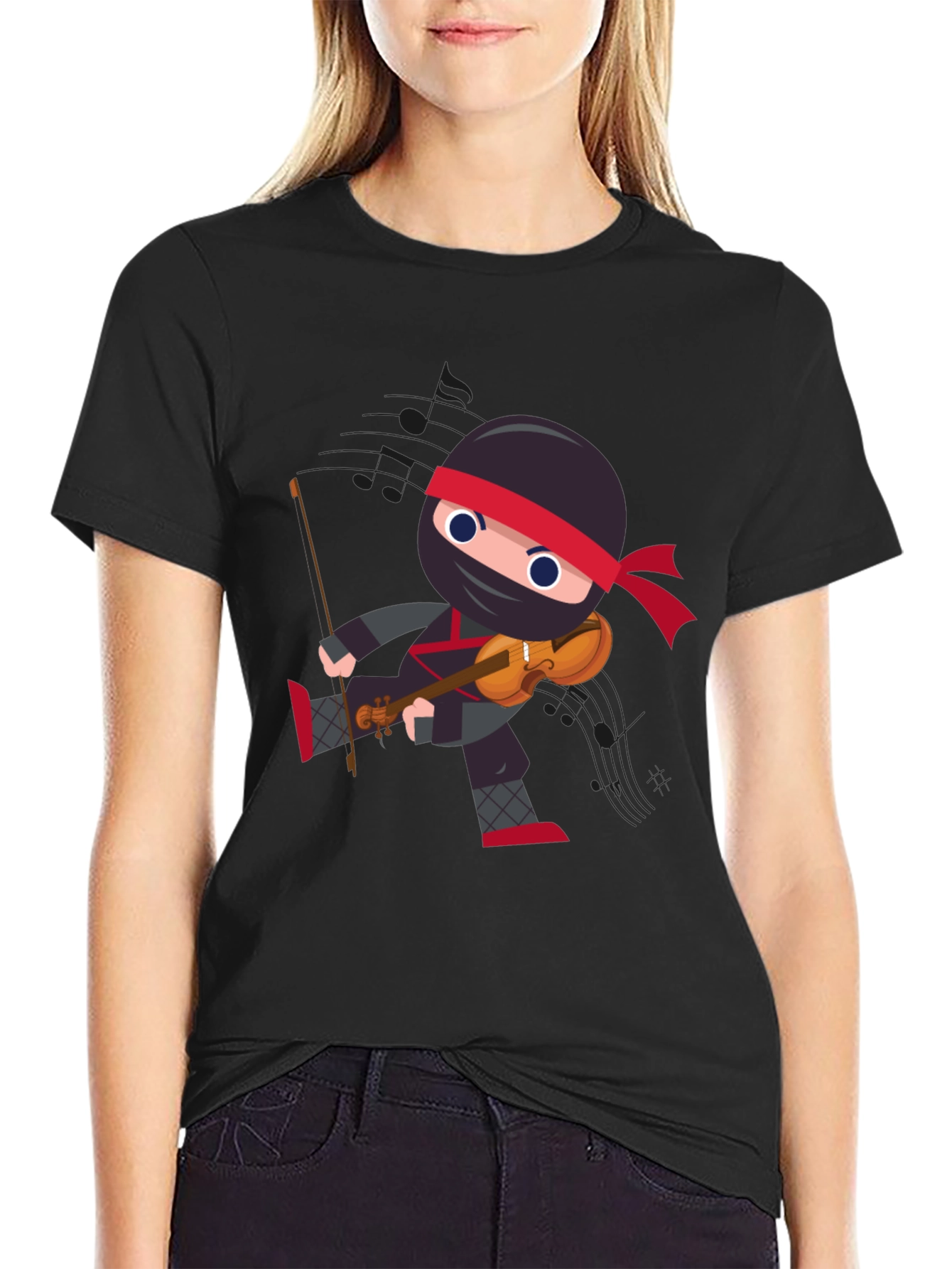 Ninja Violinist Black T-Shirt