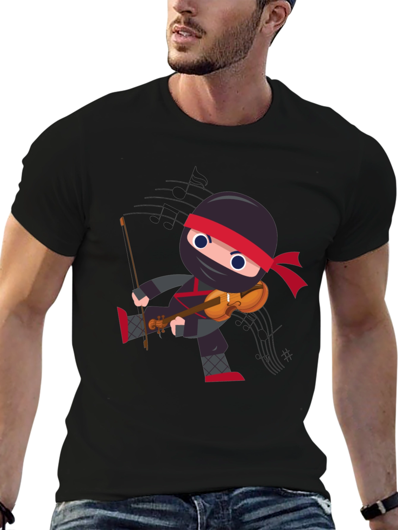 Ninja Violinist Black T-Shirt