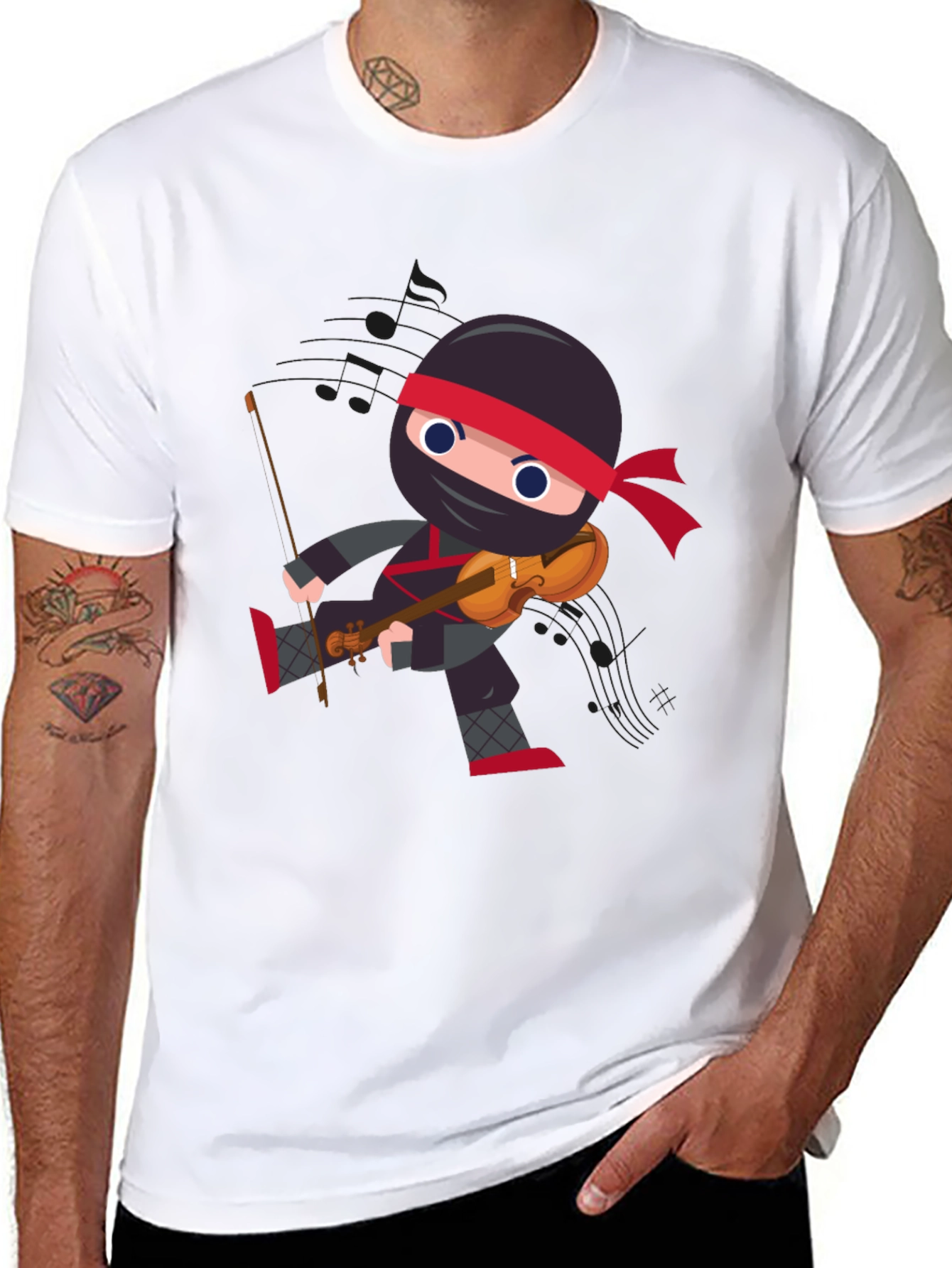 Ninja Violinist Black T-Shirt