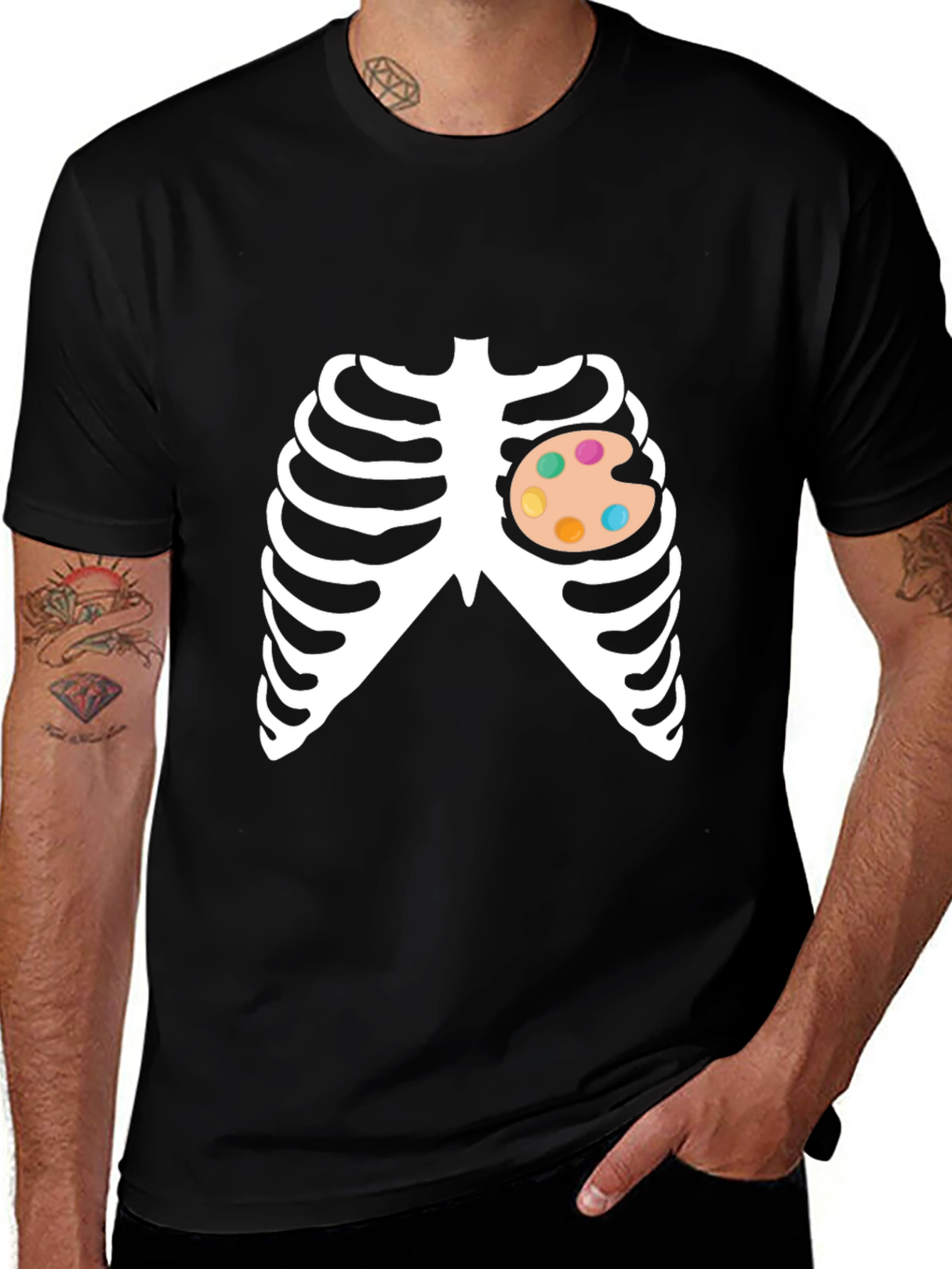 Artist Skeleton Ribcage Halloween Costume T-Shirt