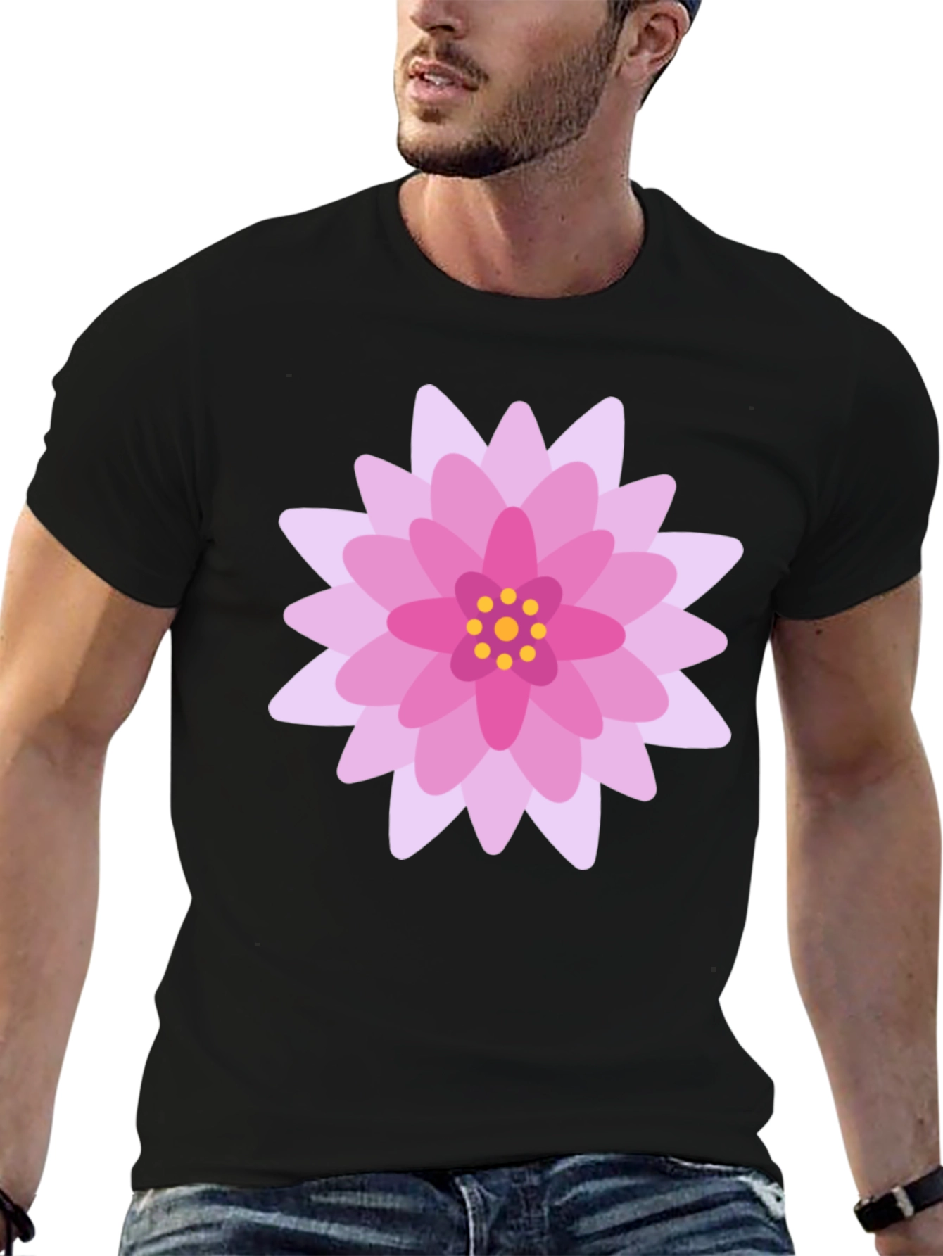 Floral Graphic T-Shirt - Black Cotton