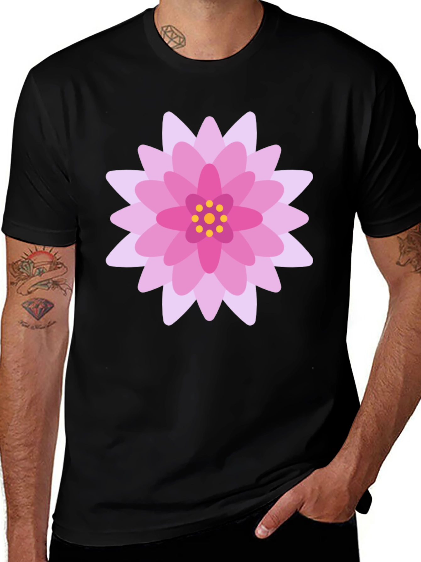 Floral Graphic T-Shirt - Black Cotton