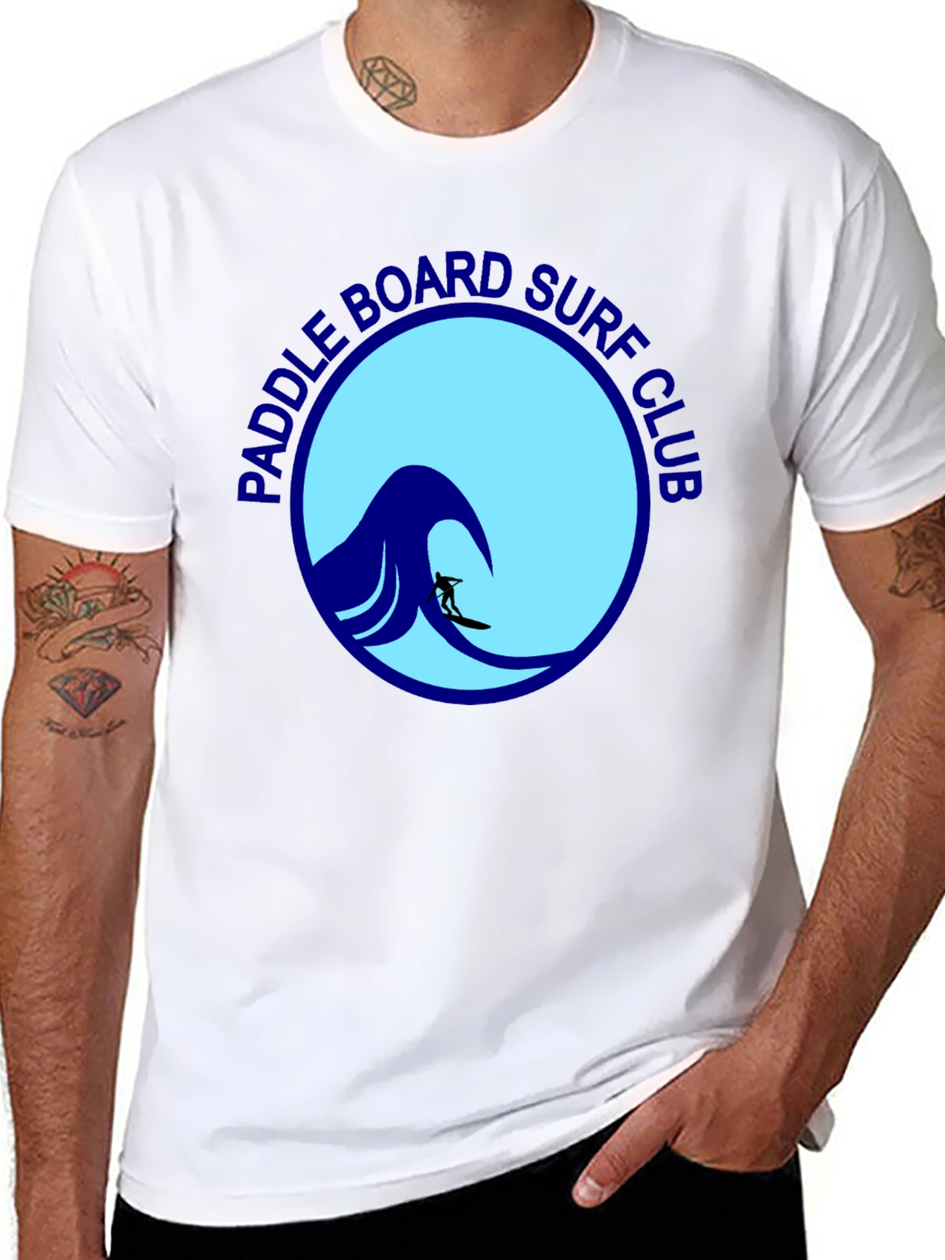 Paddle Board Surf Club Tee - Black Cotton