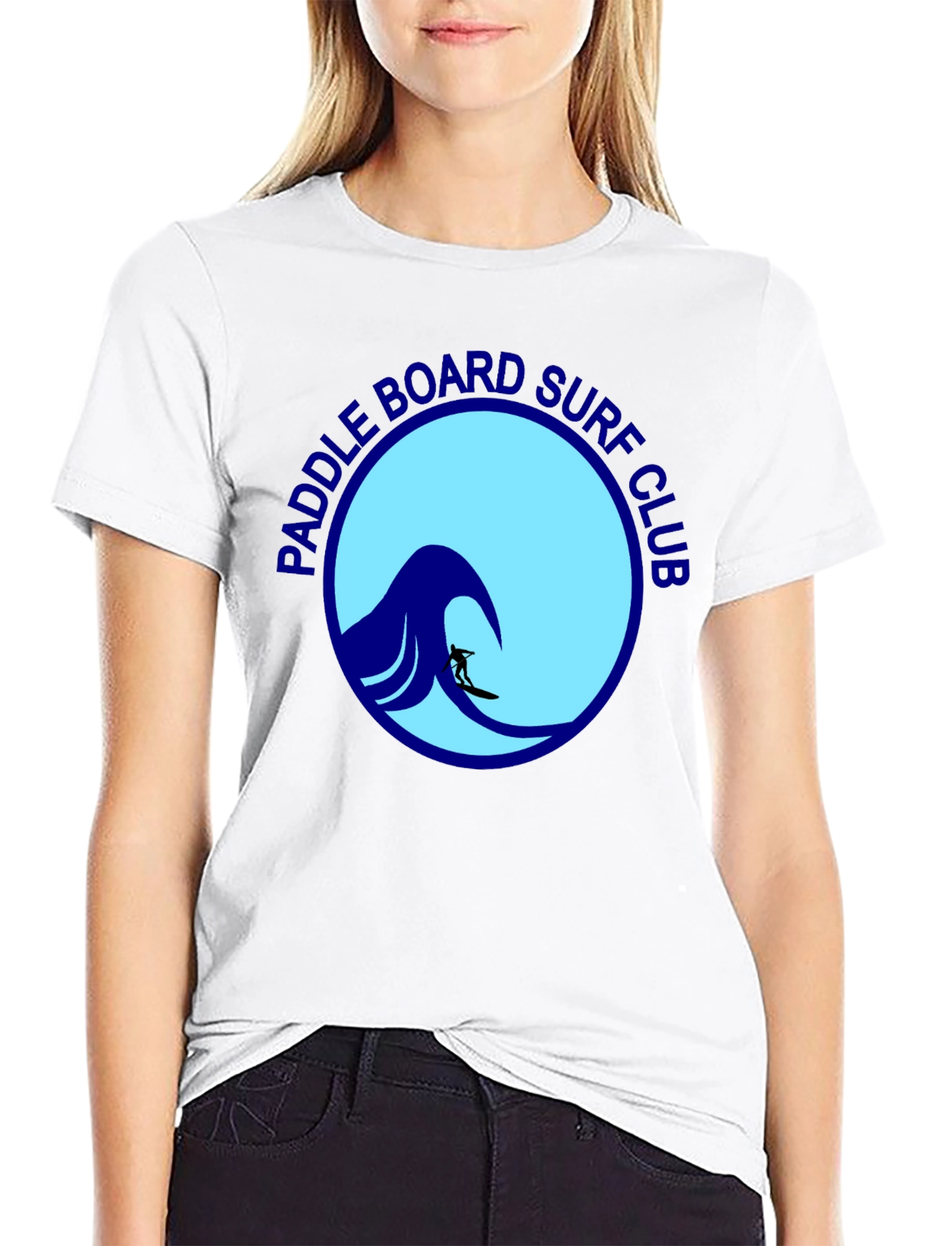 Paddle Board Surf Club Tee - Black Cotton