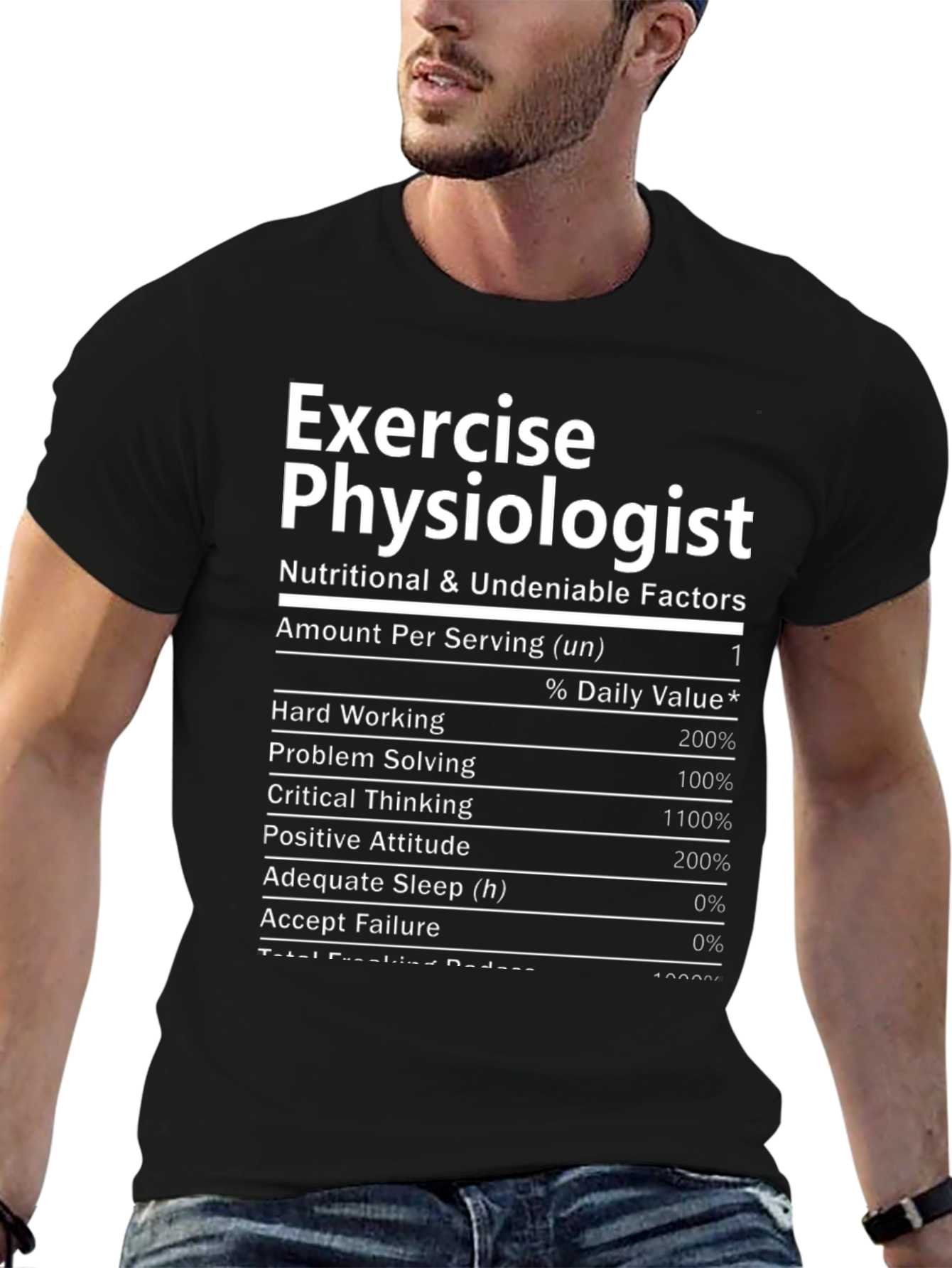 Exercise Physiologist Nutritional Facts Black T-Shirt