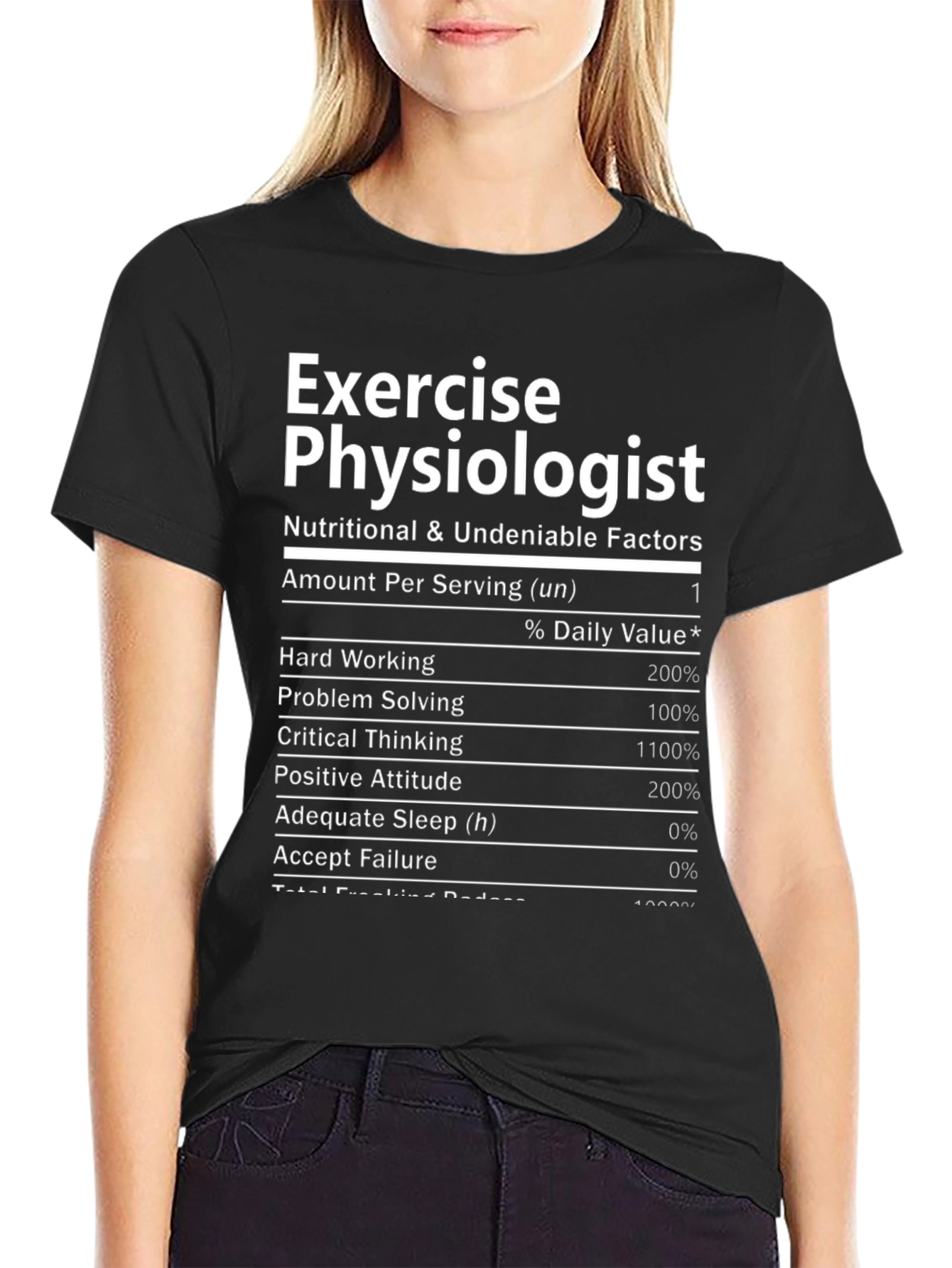 Exercise Physiologist Nutritional Facts Black T-Shirt