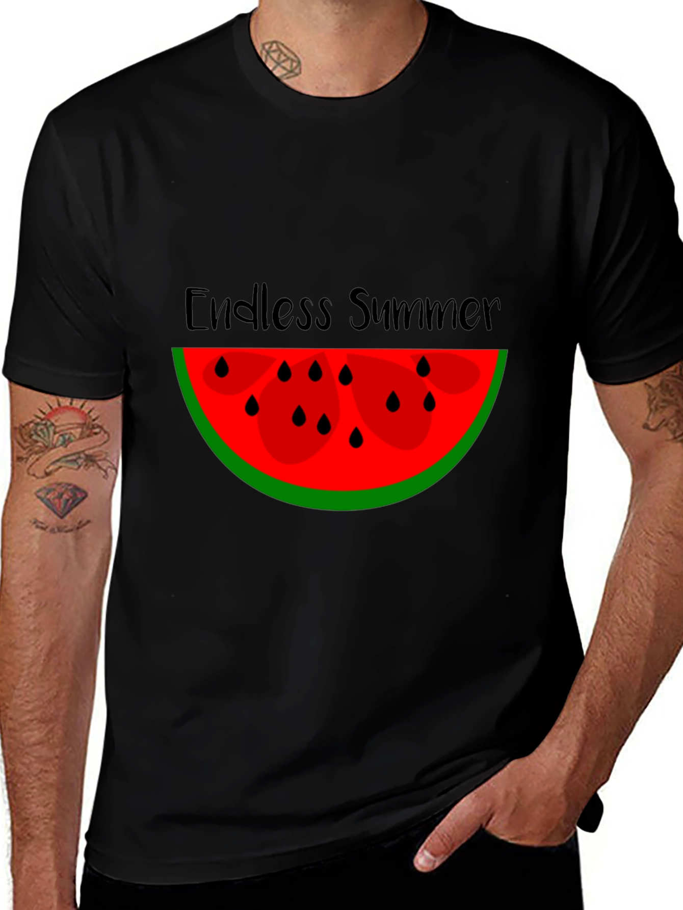 Endless Summer Watermelon Graphic Tee - Black
