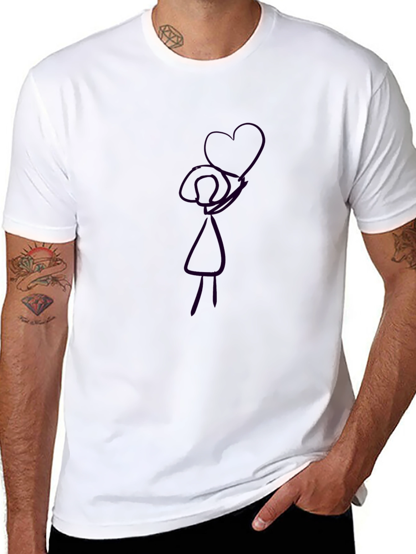 Heart Girl Graphic Black T-Shirt