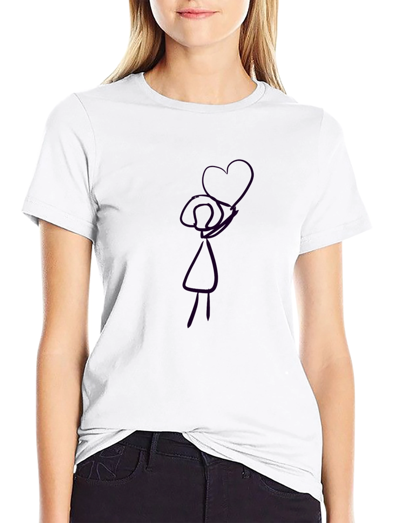 Heart Girl Graphic Black T-Shirt