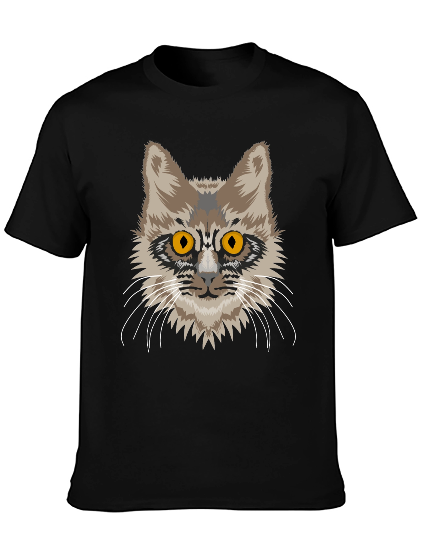 Cat Face Graphic Tee - Unisex Black Cotton T-Shirt