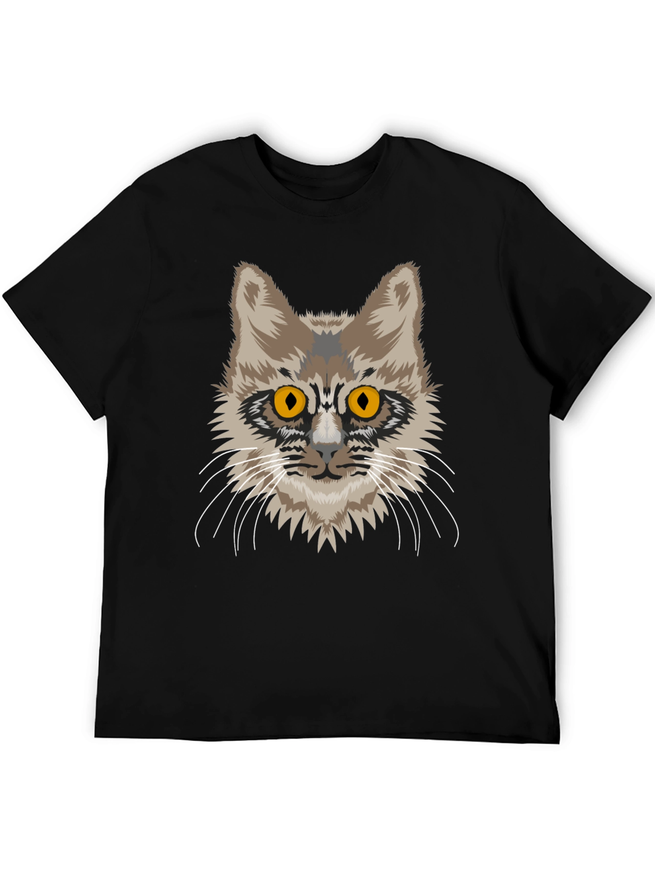Cat Face Graphic Tee - Unisex Black Cotton T-Shirt