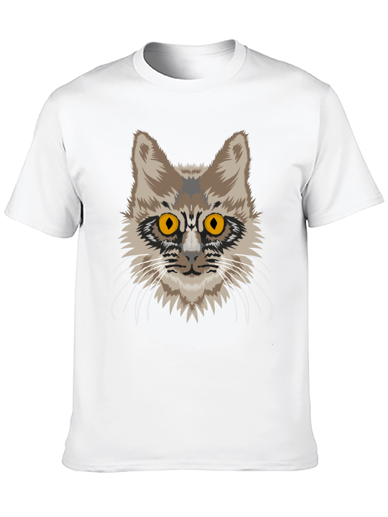 Cat Face Graphic Tee - Unisex Black Cotton T-Shirt