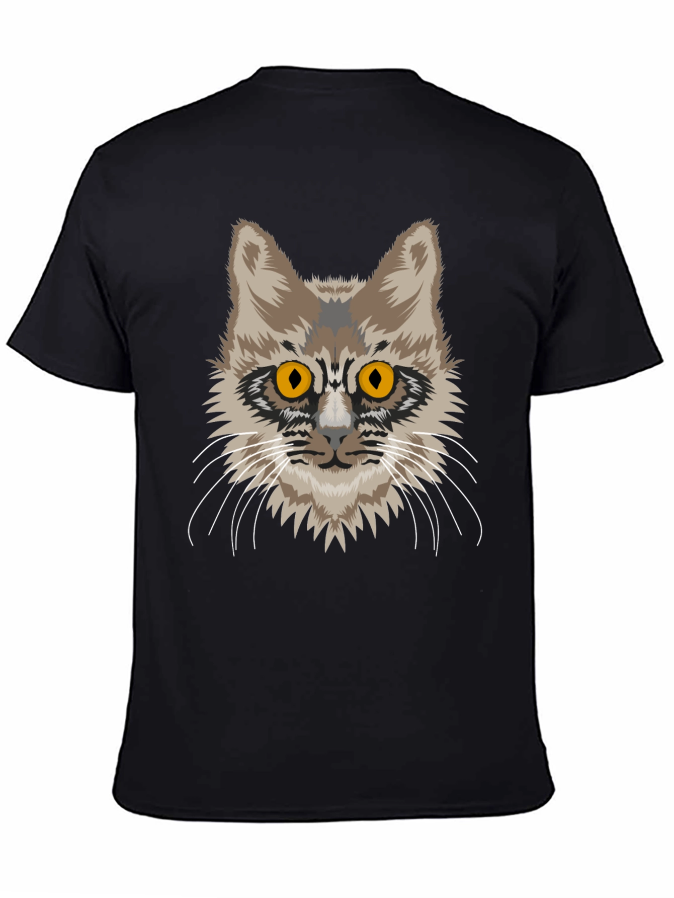 Cat Face Graphic Tee - Unisex Black Cotton T-Shirt