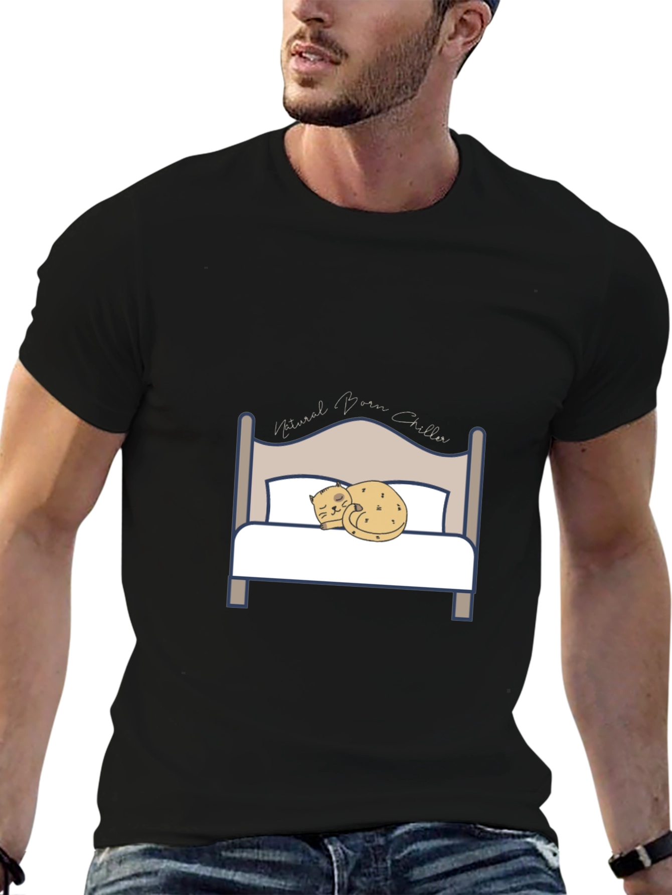 Natural Born Chiller Cat Bed T-Shirt