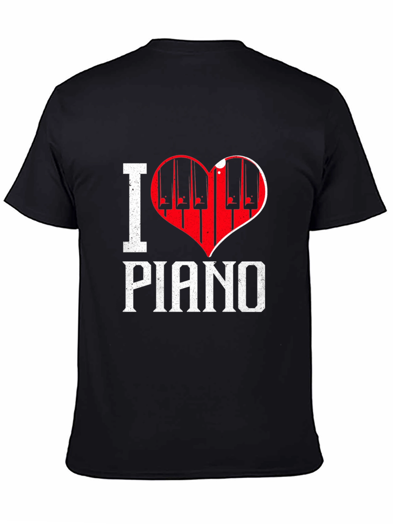I Love Piano Black T-Shirt Music Lover Tee